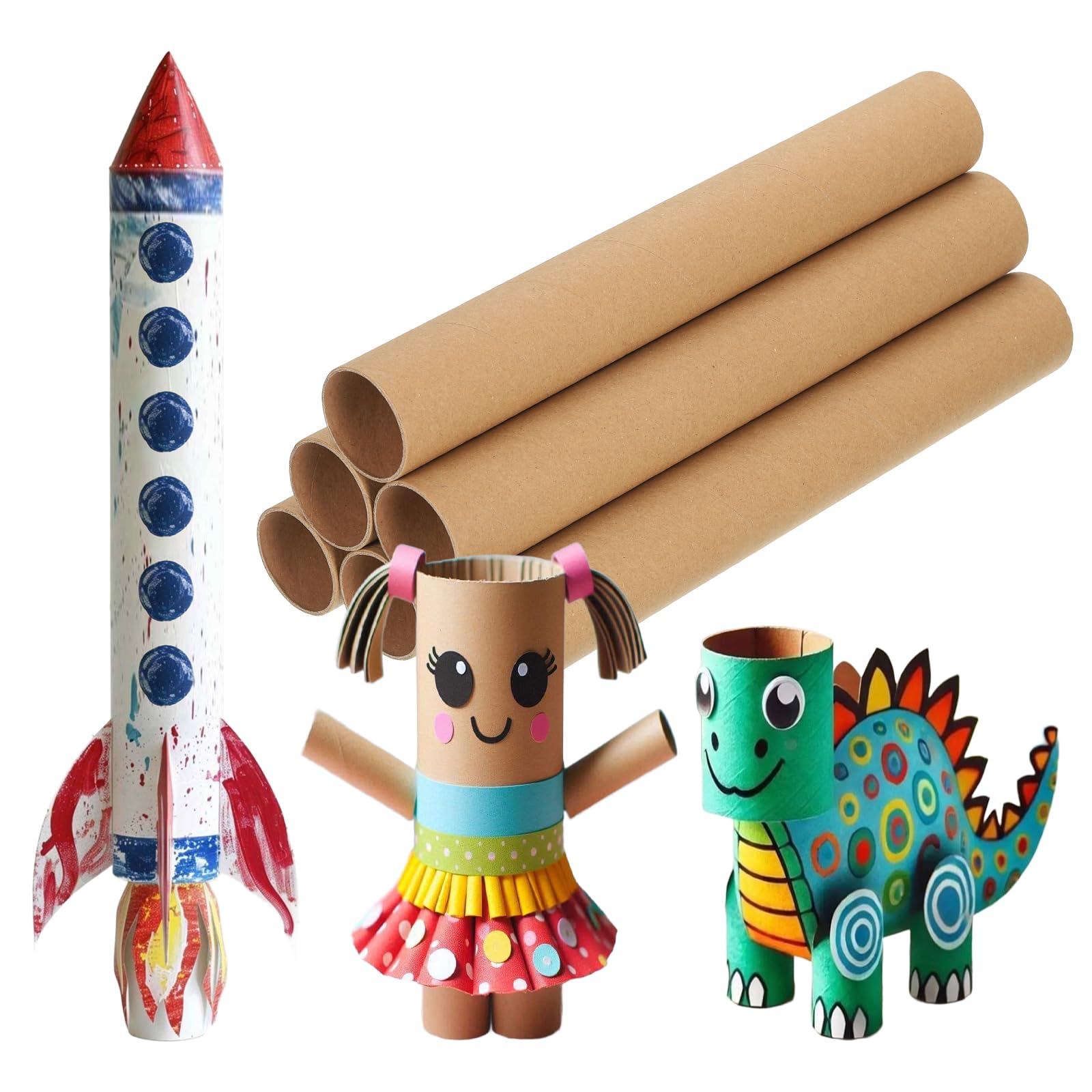 PATIKIL 6 Pcs Cardboard Tubes 1.6 x 11.8 Inch Toilet Paper Rollers Bulk for Crafts Empty Round Towel Tissue for Creative Design Crafting Supplies, Brown