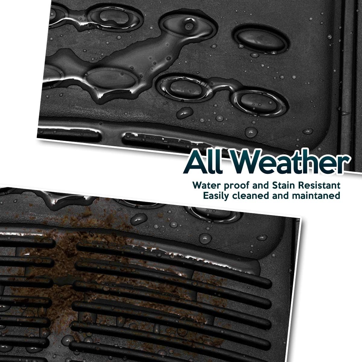 ZONETECH All Weather Rubber Semi Pattern Car Interior Floor Mats – 4-Piece Set Black Heavy Duty Car Interior Floor Mats