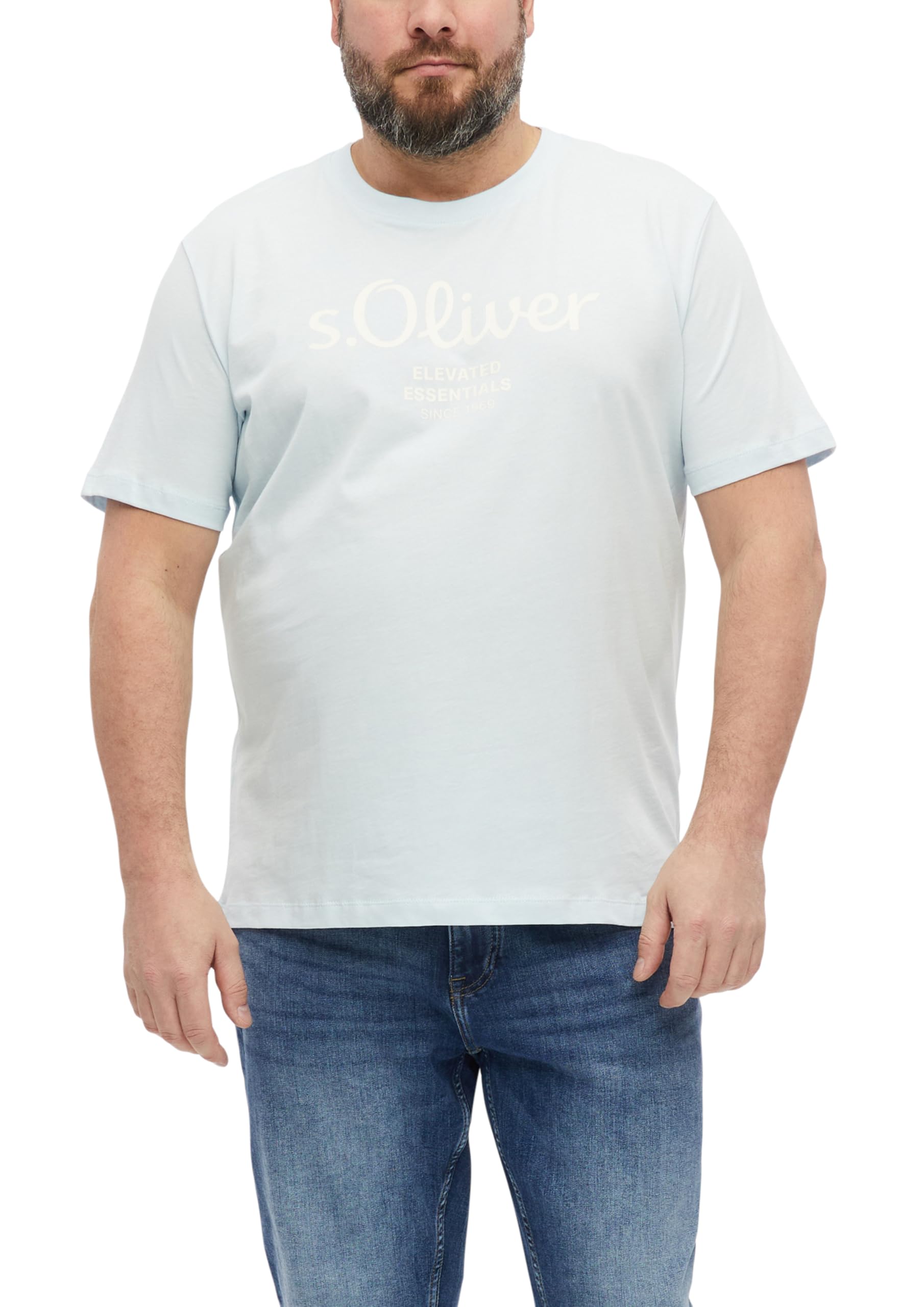 s.Oliver Men's 2181138 Logo Shirt (Pack of 1), Blue, 5XL