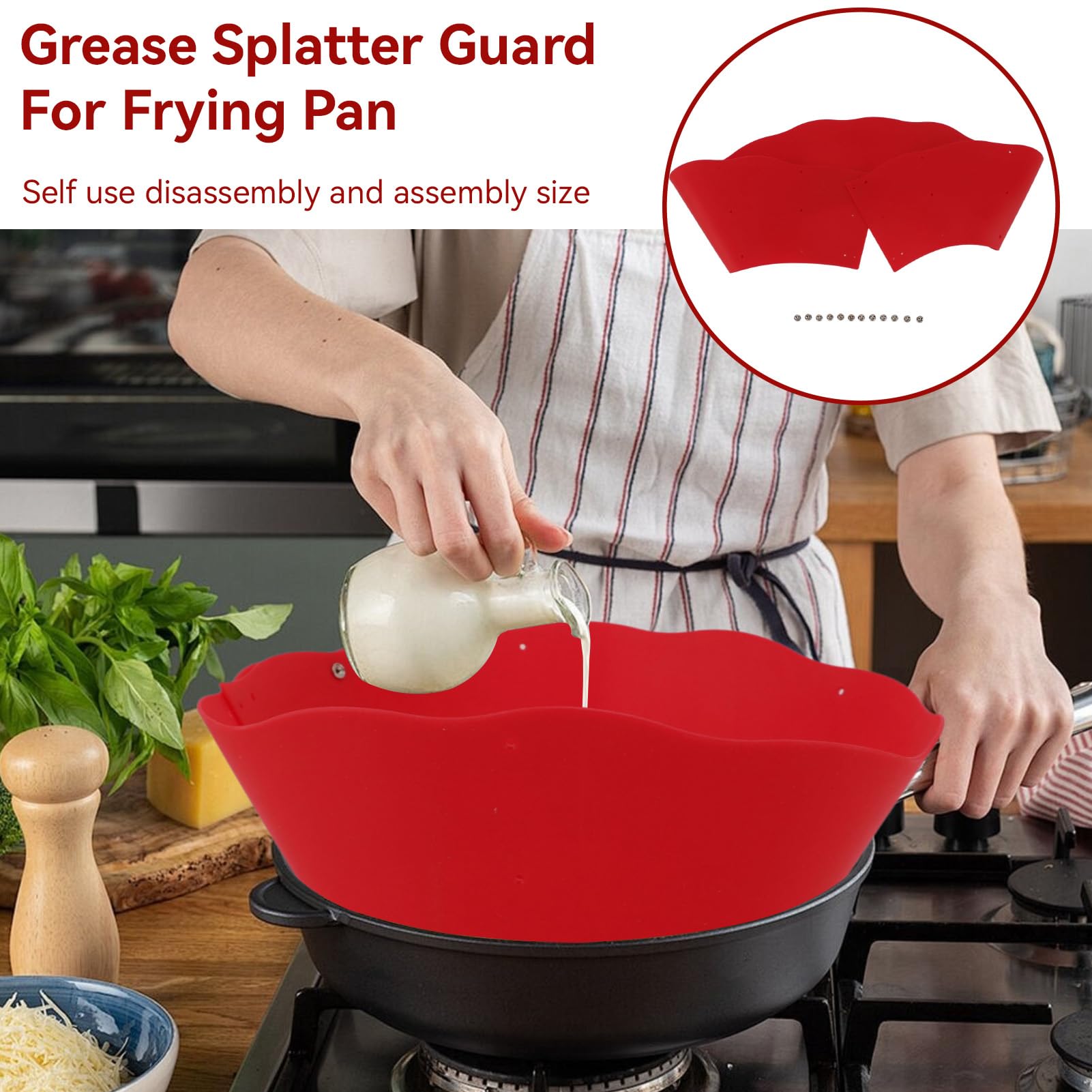 Protector Contra Salpicaduras Para Sartén, Silicona Resistente al Aceite Protector Contra Salpicaduras de Aceite Protector Contra Salpicaduras Frywall Suministros de Cocina Para La Cocina