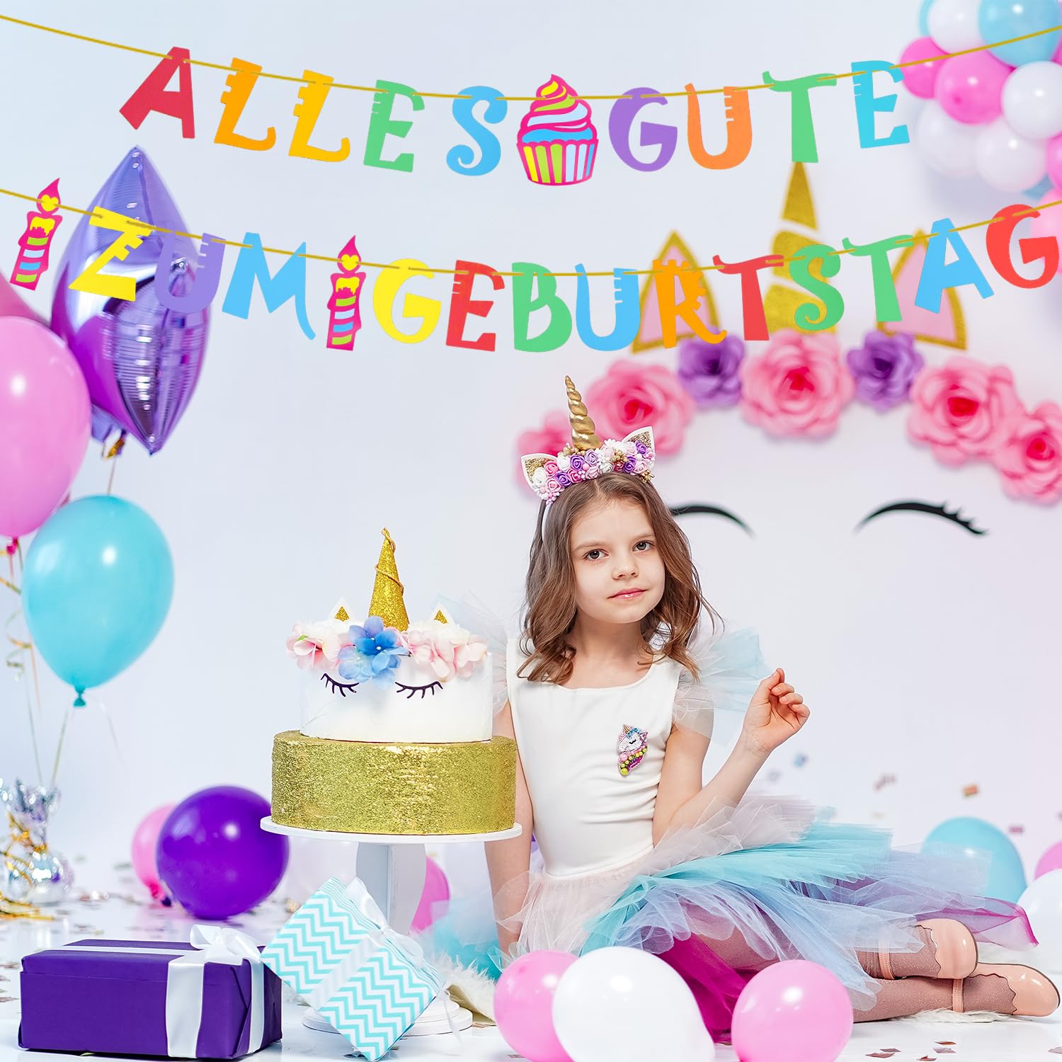 Bannière Happy Birthday Dorée - Guirlande Anniversaire Personnalisable | Décoration Fête Intérieur/Extérieur