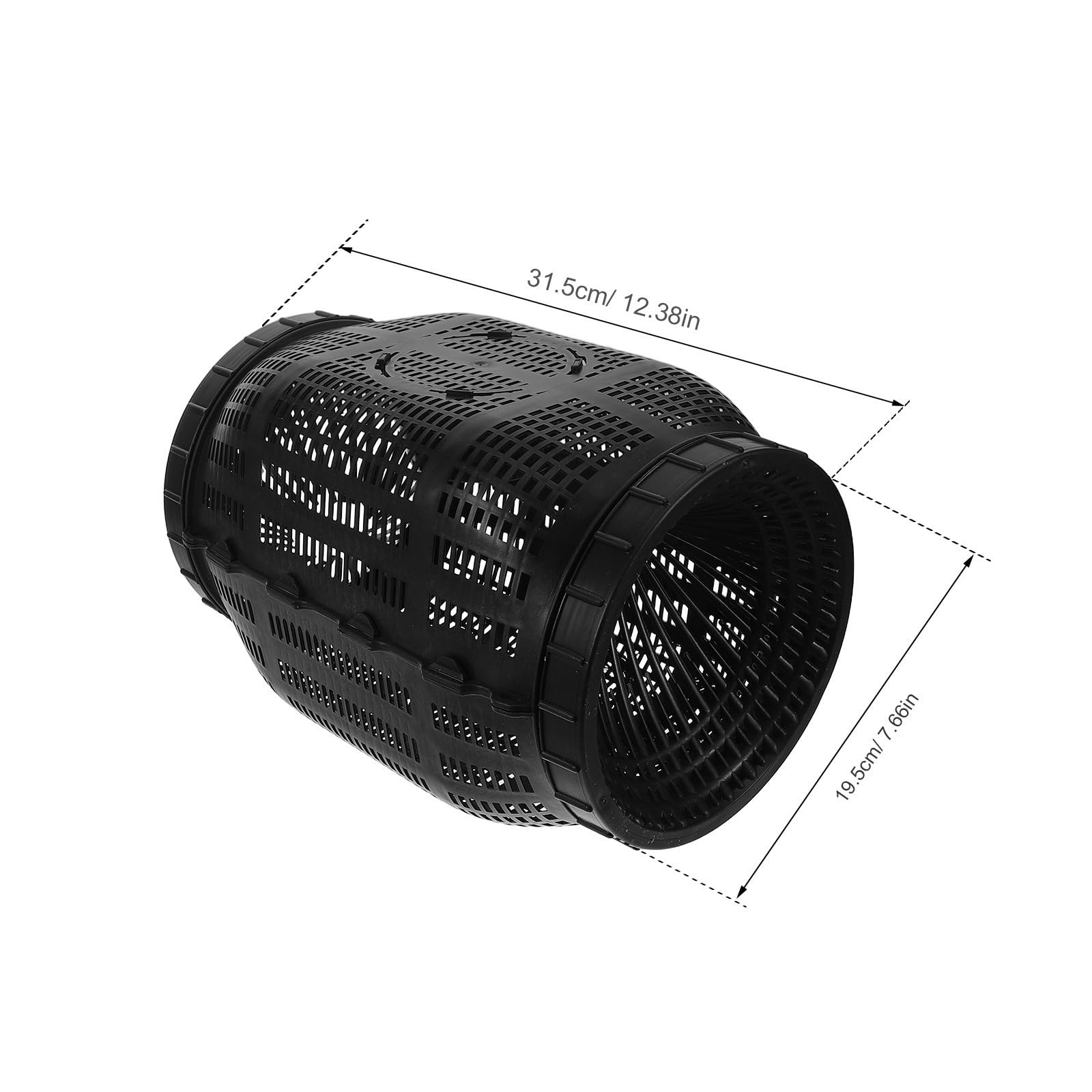 ibasenice Jaula para Peces Grande Jaula de Red para Peces Redonda de Plástico Negra Anti-Escape para Lagos y Ríos Caja de Cría de Acuario para Capturar