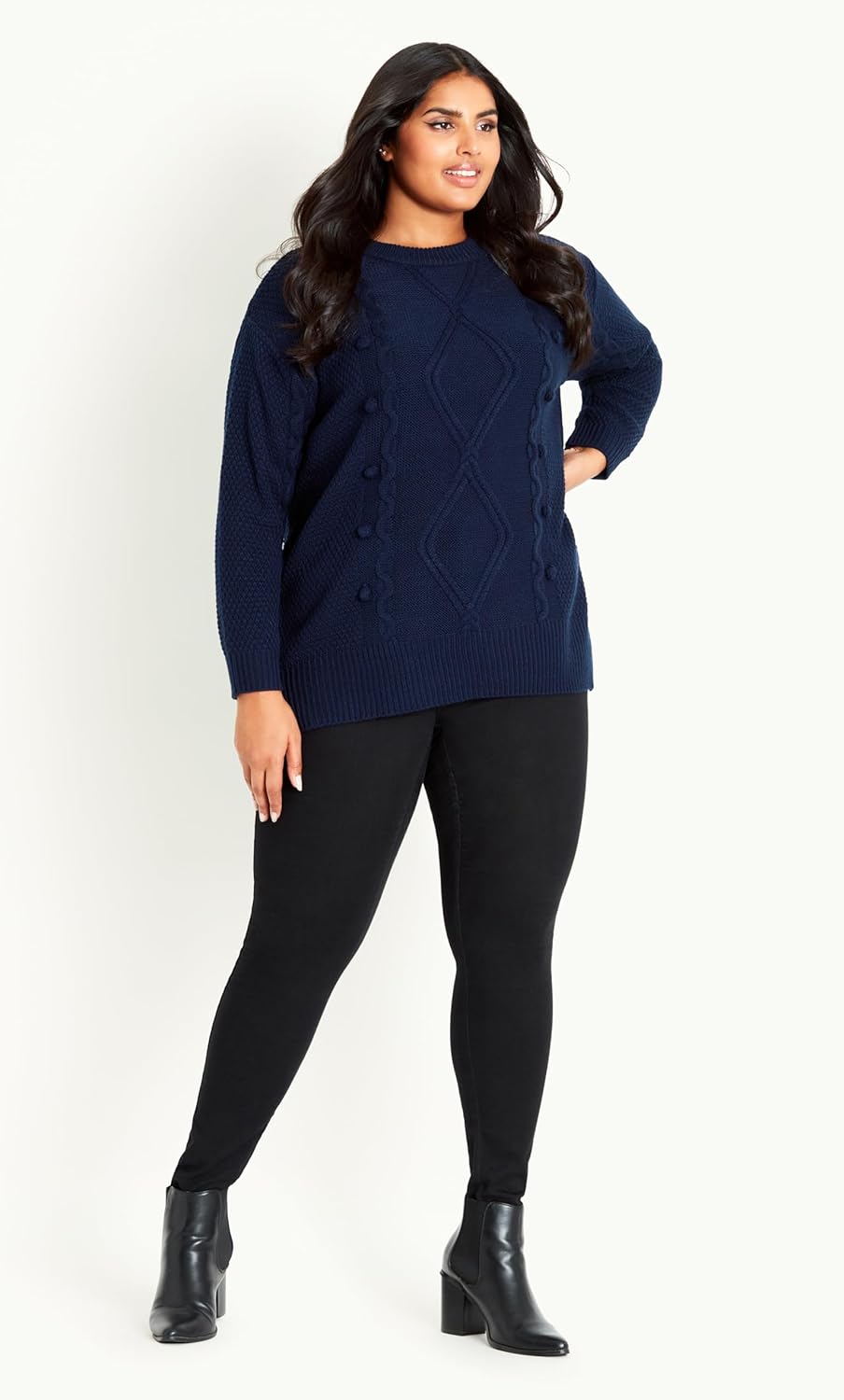 EVANS Women's Plus Size Serendipity Cable Knit Sweater - Image 2