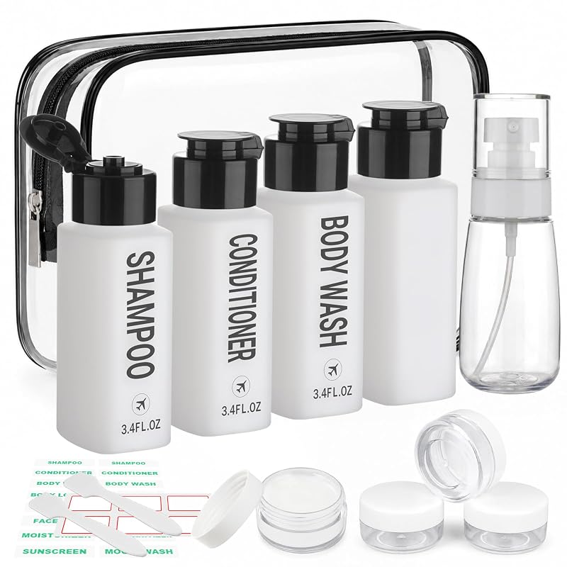 Decorniqu Kit com 14 Frascos e Acessórios Recarregáveis para Viagem