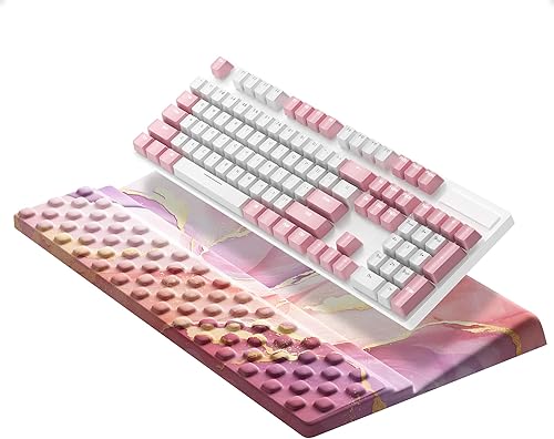 Miniatura 9 de Ospelelf Almohadilla de Soporte para Teclado con Reposamuñecas, Cómodo Elevador Ergonómico Portátil para Teclado para Oficina y Hogar Flowery,Negro