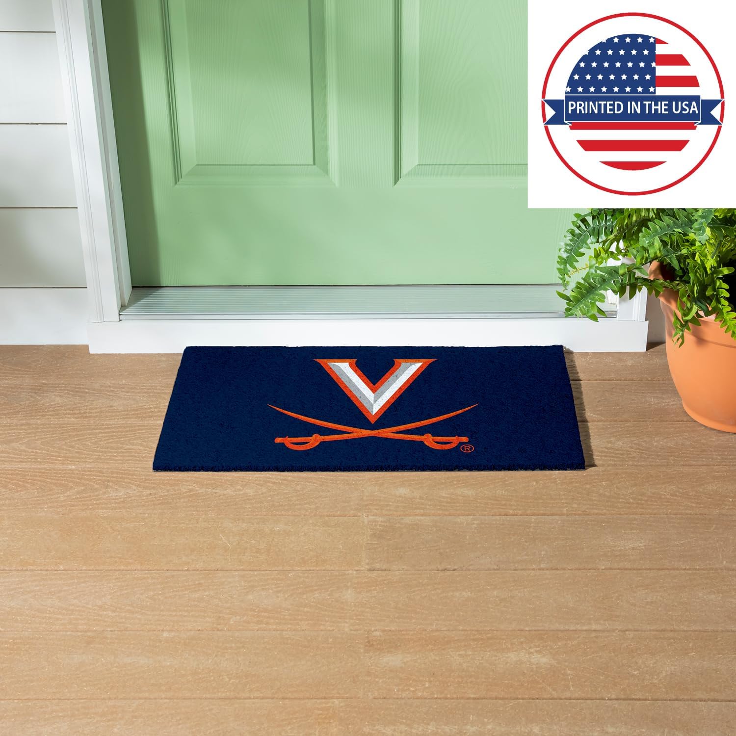 Team Sports America NCAA University of Virginia Sports Doormat | Indoor Outdoor Entrance | 28 x 16 Inches | Non-Slip Front Door Mats | Official Licensed | Sports Fans Entryway Welcome Rug