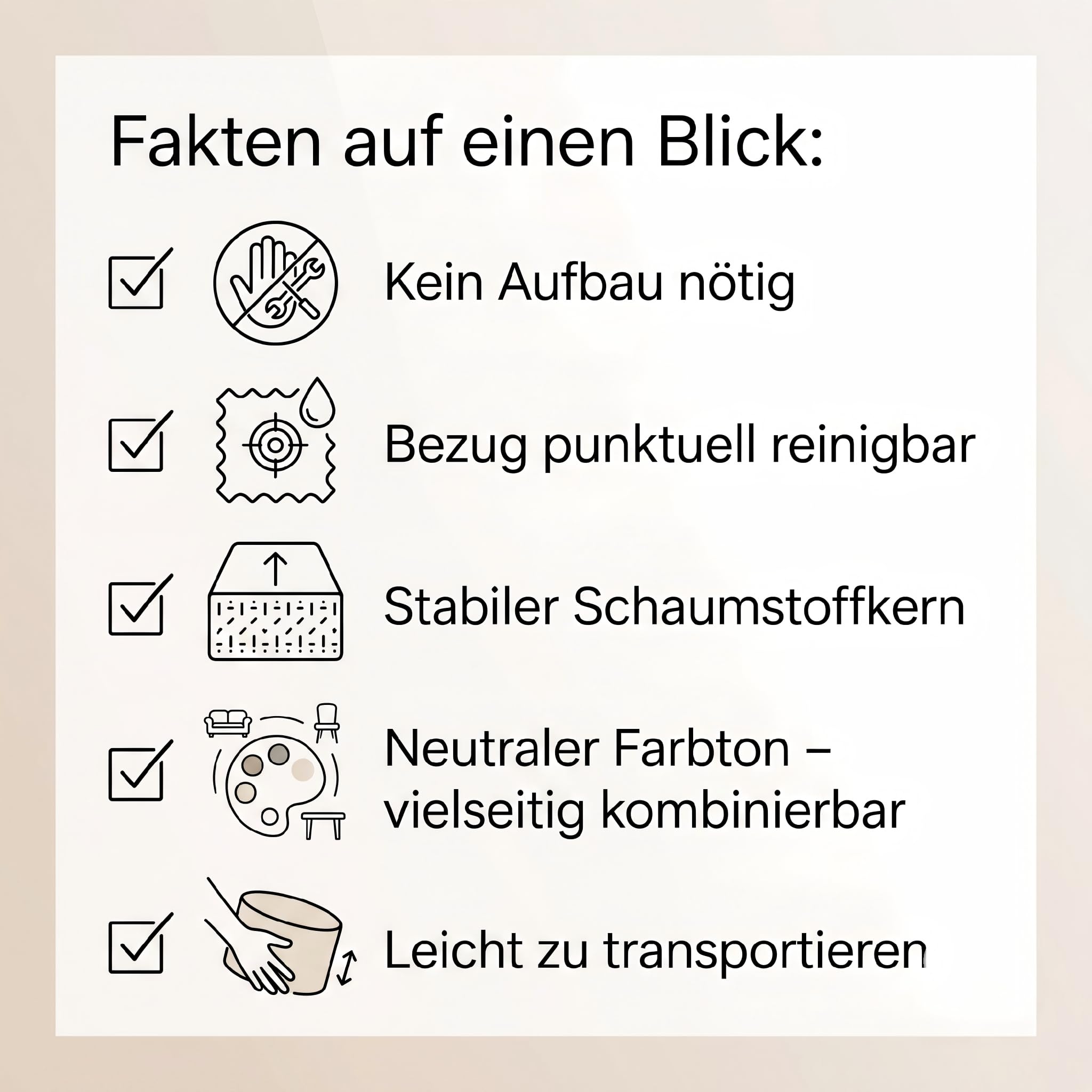 Cord Sitzhocker 2er Set Rund, Sitzpouf Beige aus Cord-Stoff, Fußhocker Wohnzimmer, Kaffeetisch Alternative, Pouf Set Groß & Klein, Ø72x38cm