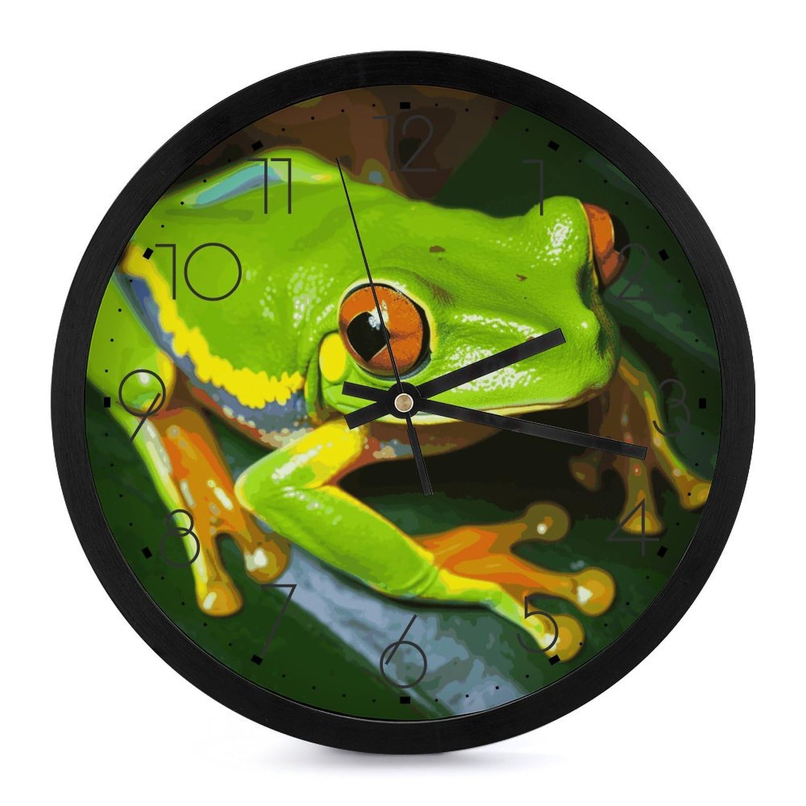 Horloge anti-tic-tac grenouille verte jaune pour travailler sans distraction