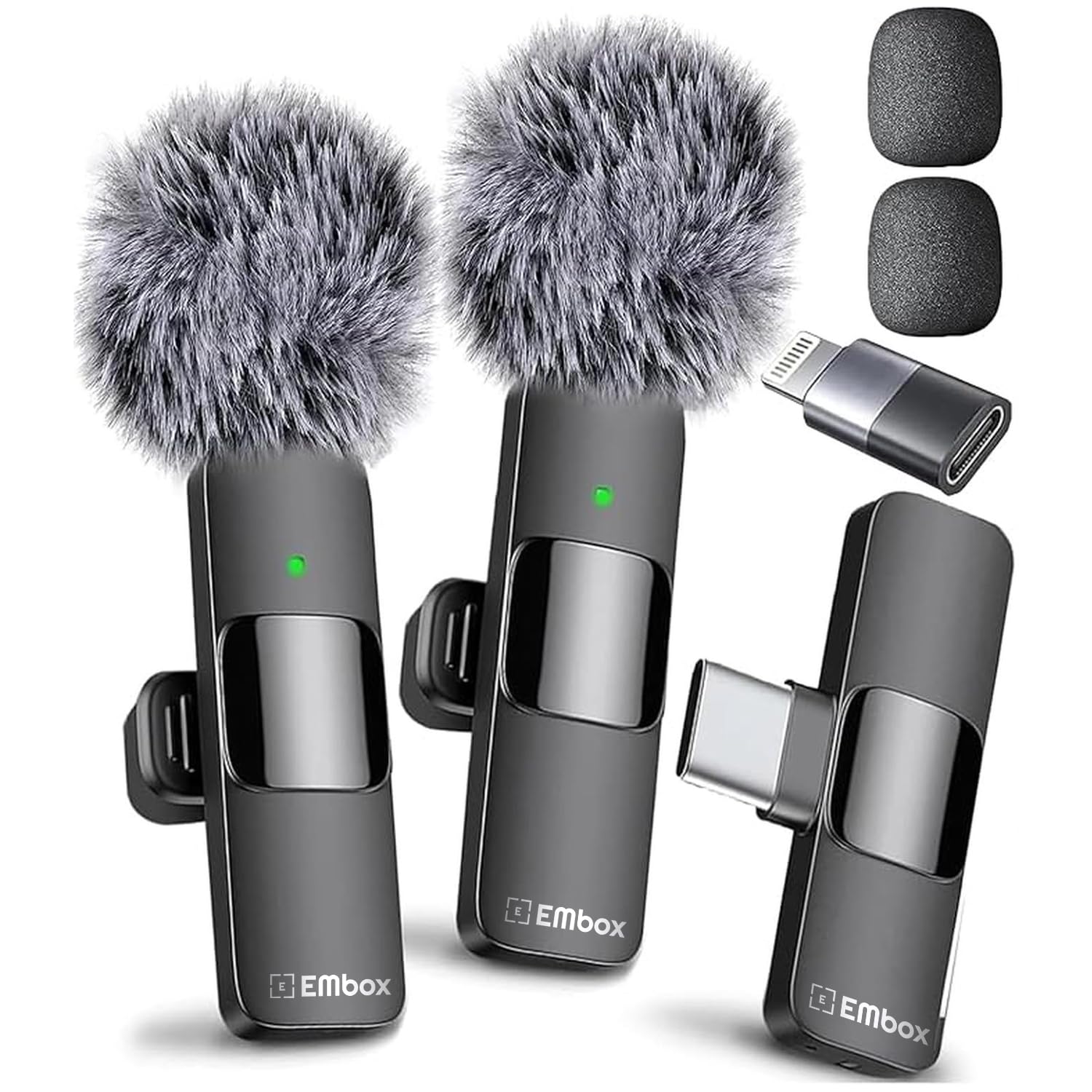 EMBOX Omnidirectional Mic for YouTube | Plug & Play Wireless Mic Set 30m Range | Microphone for Video Recording DSP Noise Cancellation Collar Mike LED Type C for Vlogging, Podcast-image-29