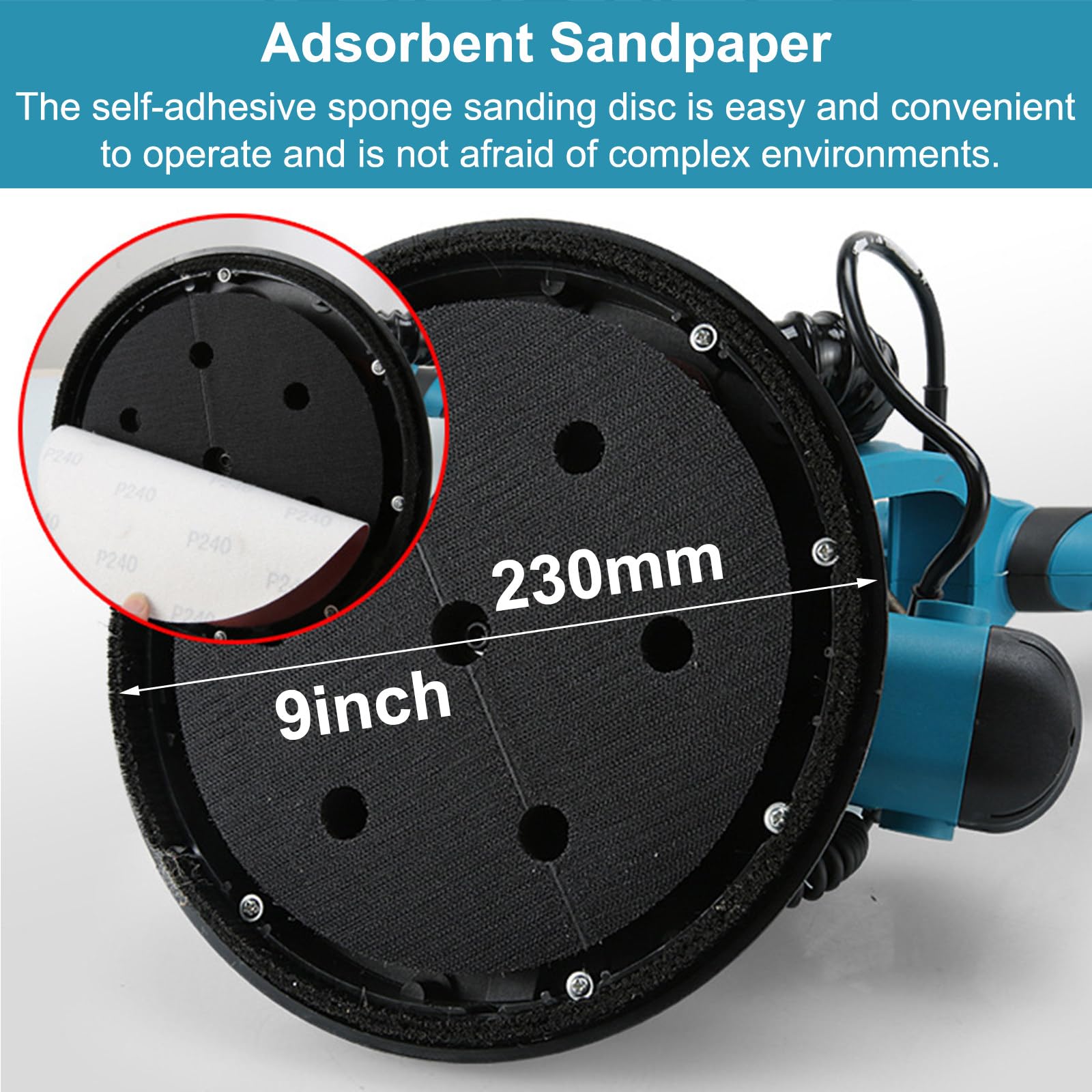 Lijadora de Pared de Mango Largo, lijadora de Techo automática telescópica al vacío, lijadora de Pared con extracción de Polvo,with Sandpaper