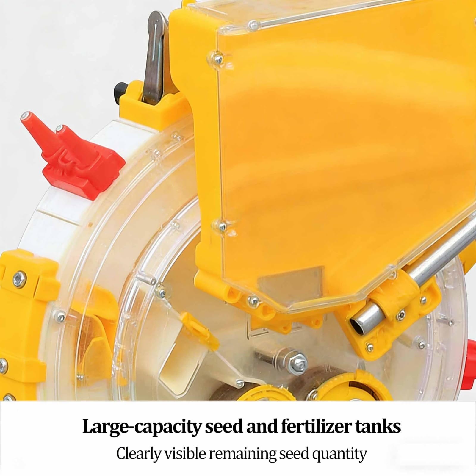 Sembradora Manual, Herramienta de siembra y aplicación de Fertilizante con Rodillo de Empuje Manual, sembradora de una Sola Rueda para siembra en hileras, Ideal para Soja maíz(6 Nozzles)