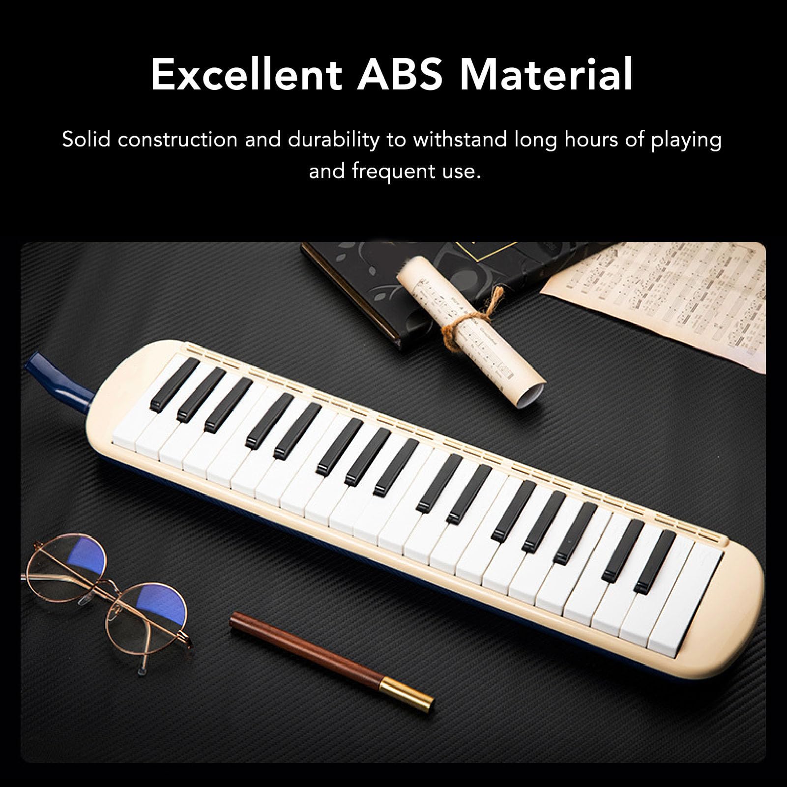 37 Klawisze Melodica Klawiatura, Przenośny Instrument Fortepianowy Instrument Melodica Instrument dla Początkujących z Ustnikiem do Przechowywania Worka do Przechowywania