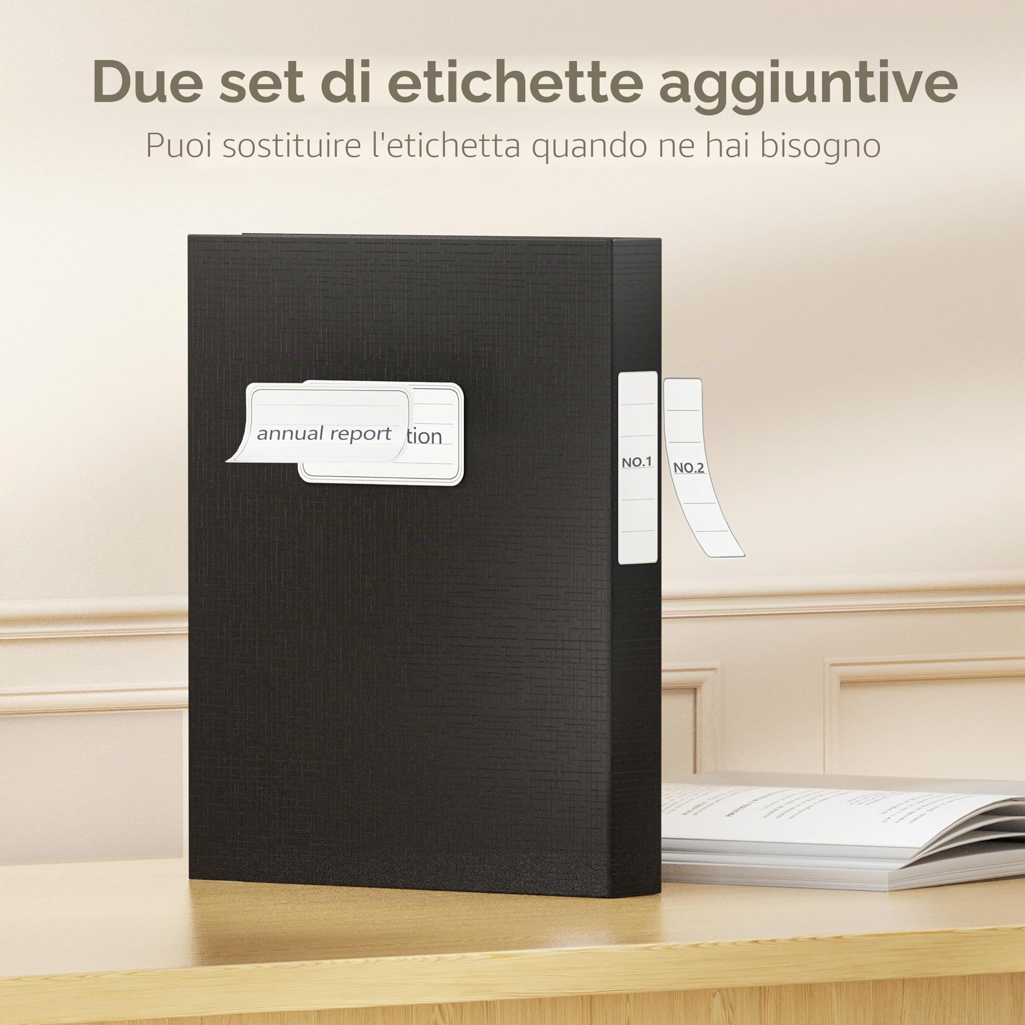 JiaWei Pezzi 3 Cartelle Portadocumenti Scatole da con Coperchio Magnetico, Dorso da 40 mm, In Cartoncino Extra Resistente da 1800 g/m², Etichette con Scomparto Per il Nome DIN A4- Nero