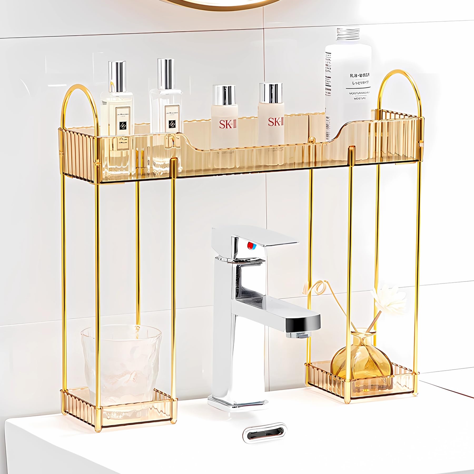 YCIA&DONE Bathroom Countertop Organizer Over The Faucet, Narrow Counter ...