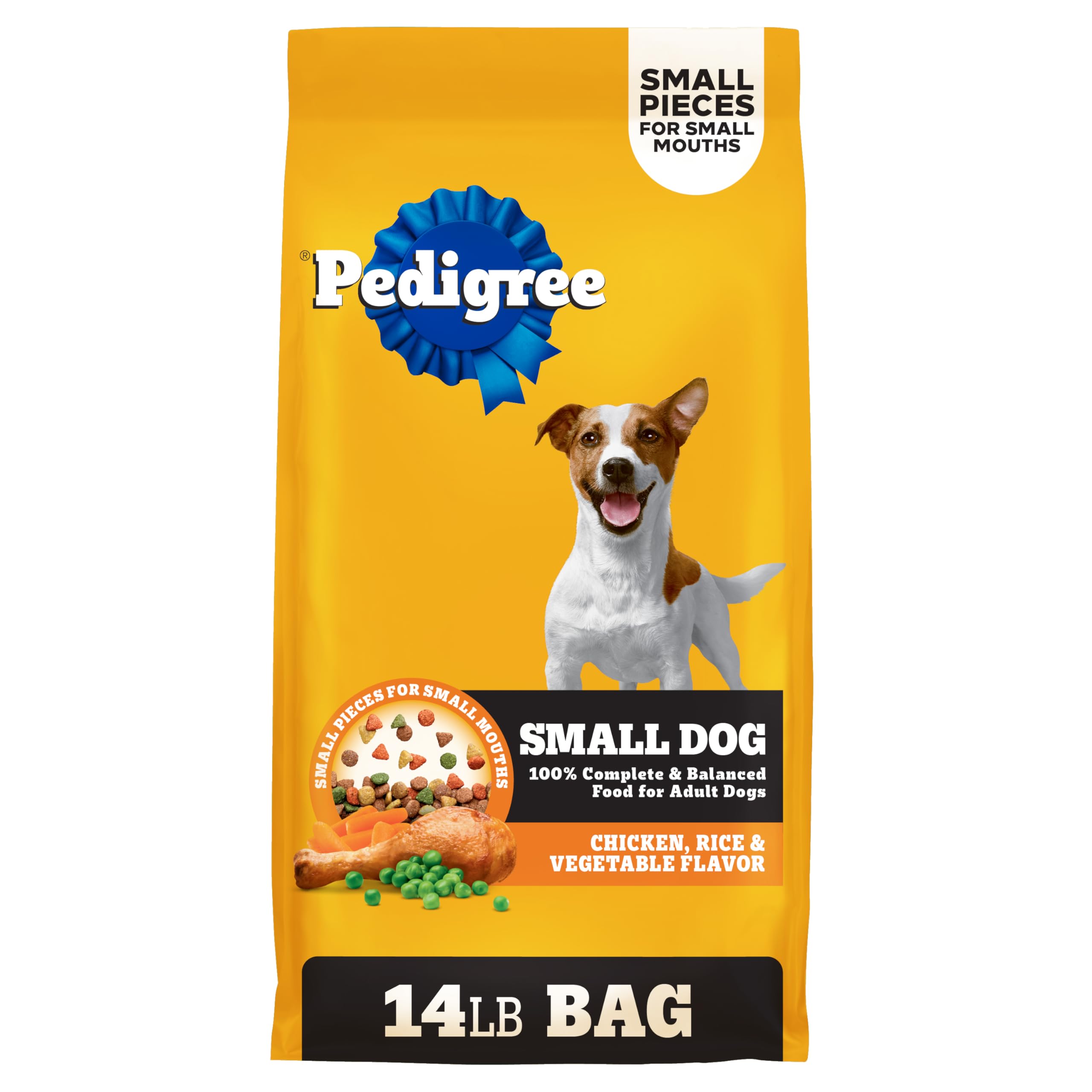 Pedigree Adult Small Dog Dry Dog Food, Roasted Chicken and Vegetable Flavor, 14 lb. Bag