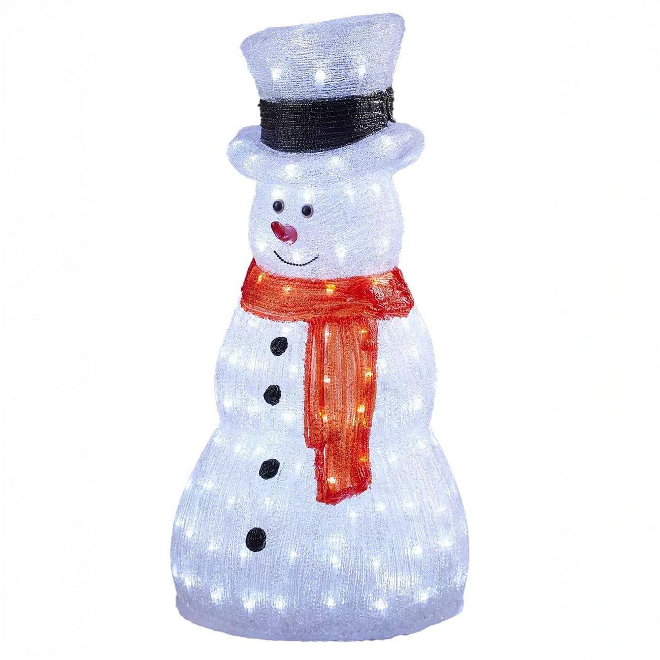 Neo Pupazzo di neve in acrilico, 70 cm, per esterni, festivo, Natale, giardino, portico, decorazione, esposizione, bianco caldo, luminoso, LED illuminato resistente alle intemperie