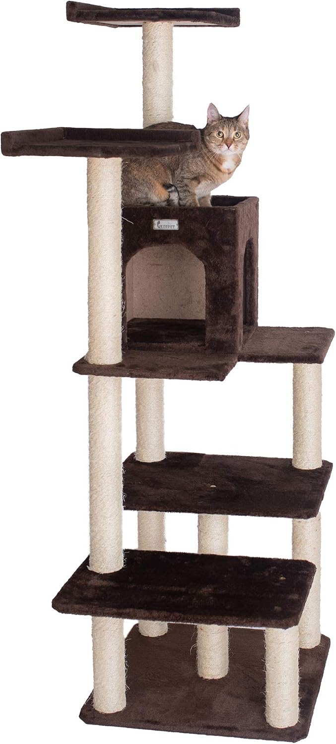 GleePet GP78680723 Cat Tree, 66-Inch, Coffee Brown