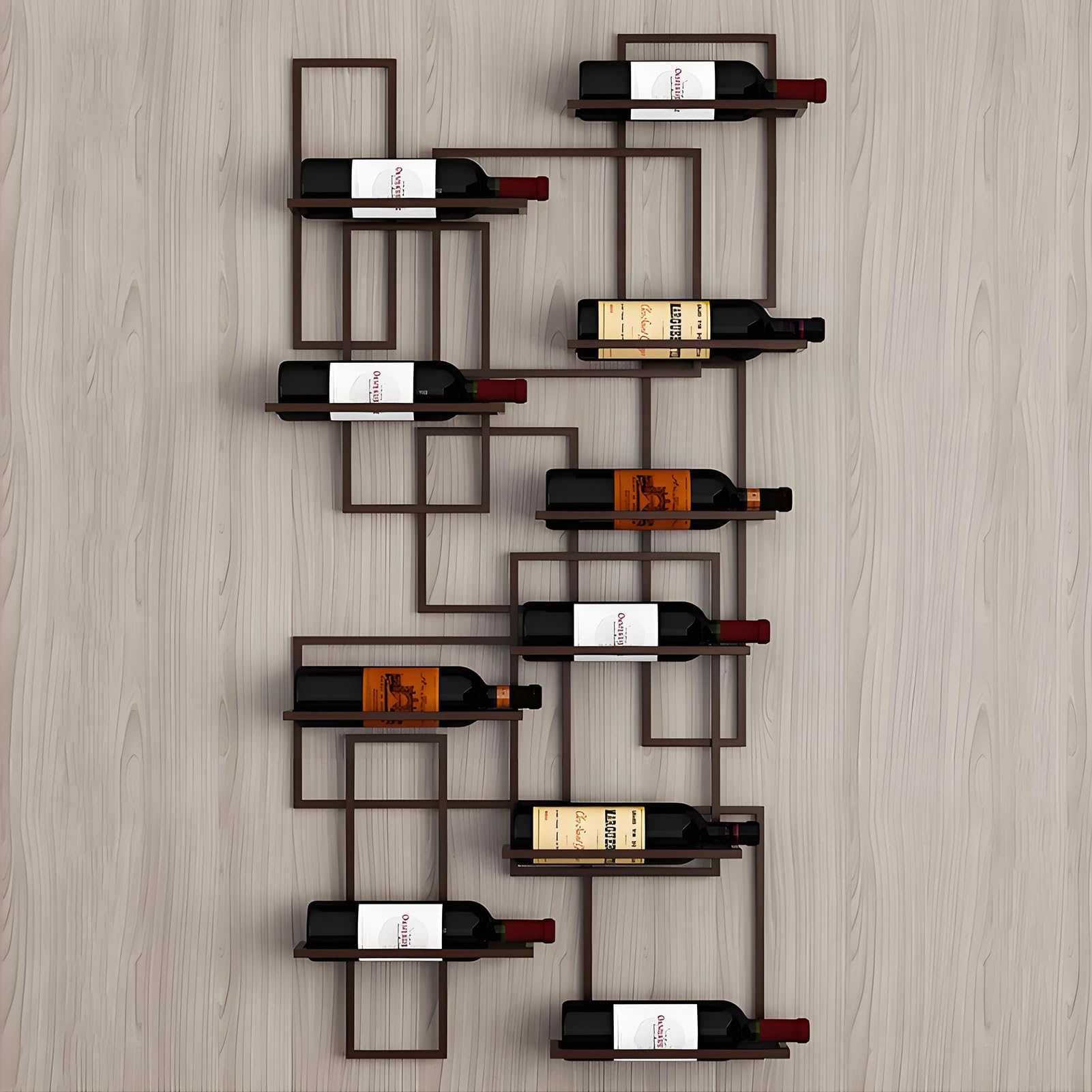 Rangement bouteille de vin mural industriel en métal couleur cuivre