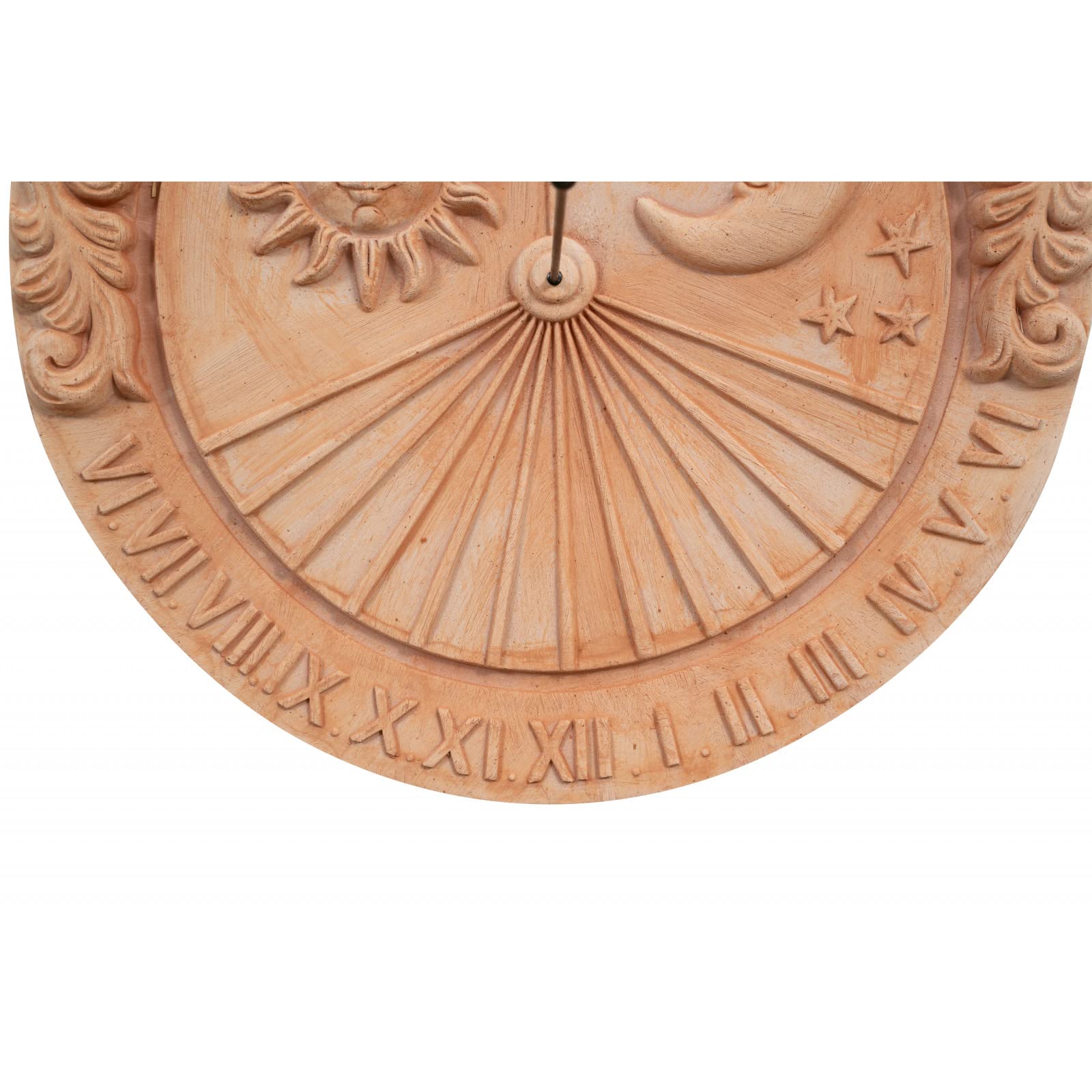 Biscottini Meridiana in terracotta 53,5x6,5x53 Made in Italy - Pannelli decorativi Sole e luna - Decorazioni casa terracota cucina - Accessori casa shabby - Orologio giardino - Bussola professionale