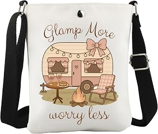 WCGXKO Glamp MORE Worry Less Crossbody Bag Glamper Hiker Adventure Gift Glamping Party Gift