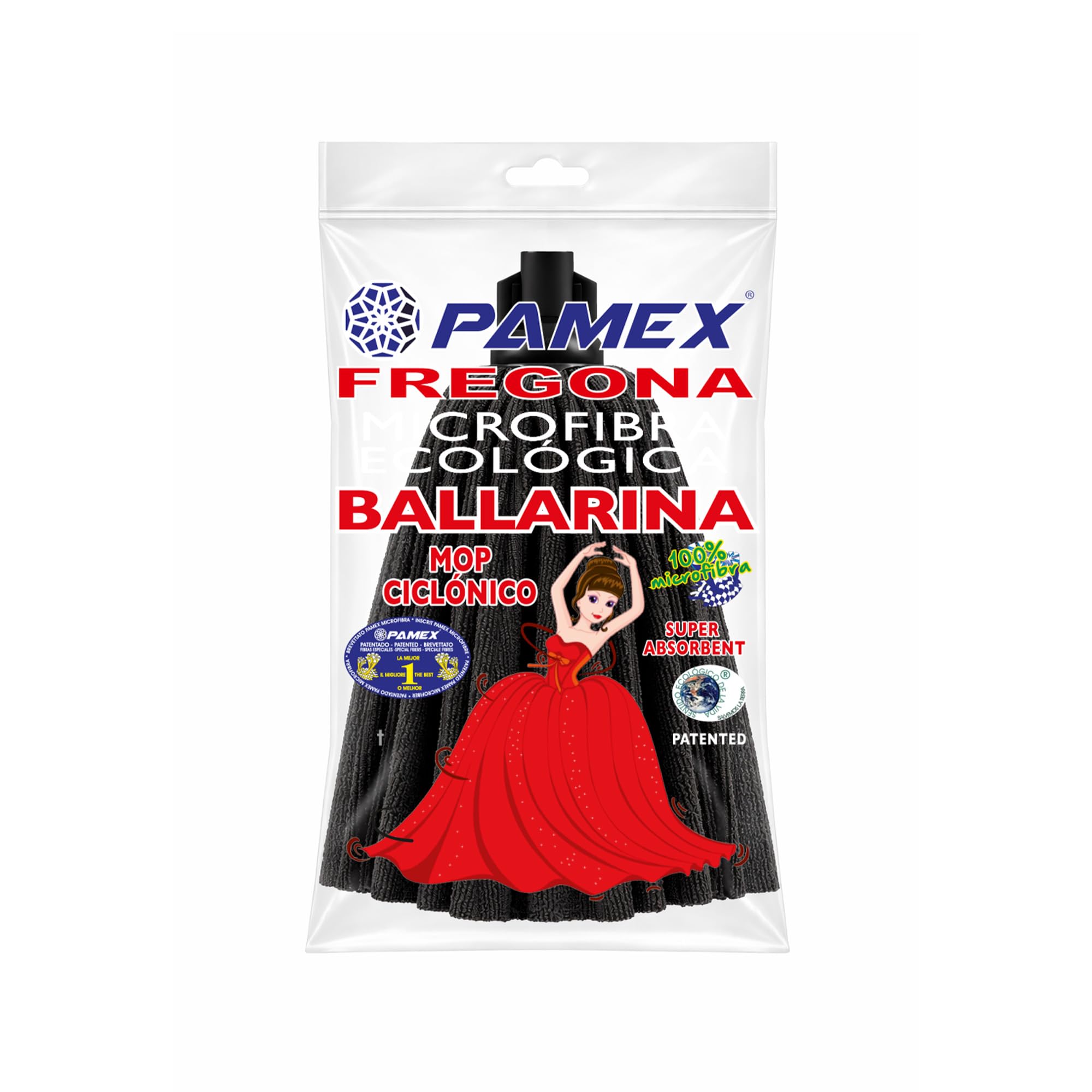 Pamex - Fregona Ballarina Negra - Caja de 24 Unidades