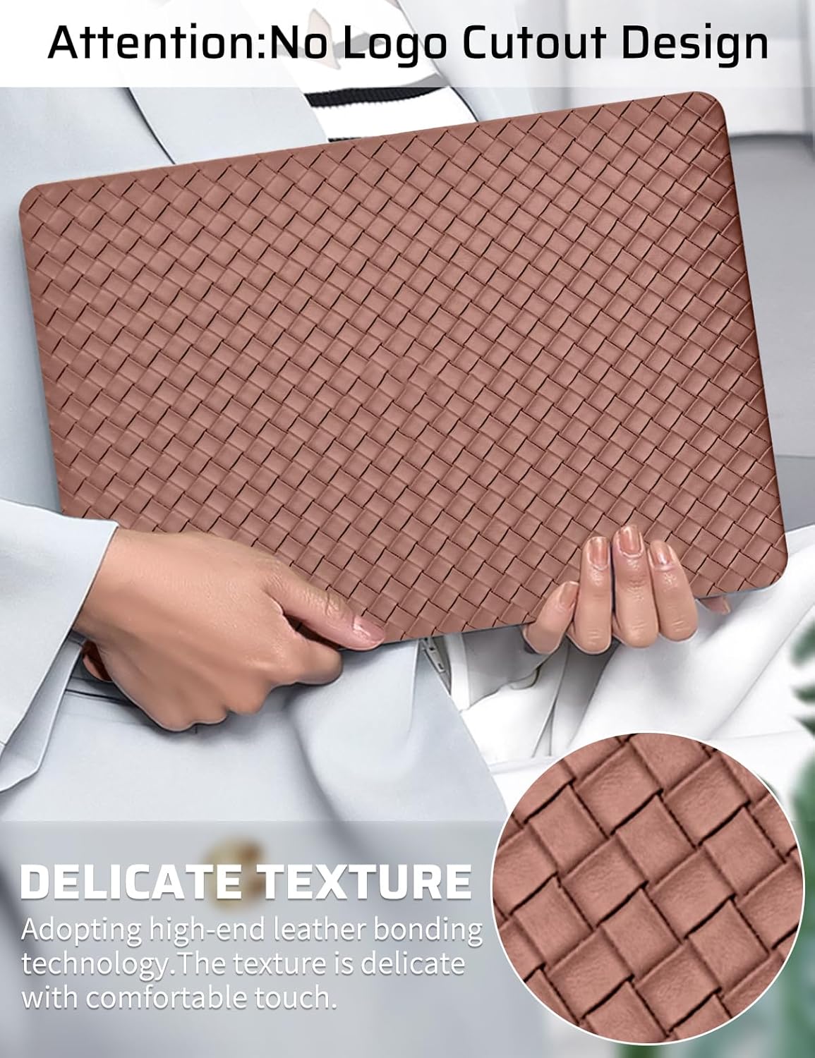 Seorsok Compatible with MacBook Air 13 Inch Case2022 2021 2020 2019 2018 Release A1932 A2179 M1 A2337 Touch ID,Elegant Plastic Hard Shell Case&Keyboard Cover,Brown Tartan PVC Leather No Logo Cutout