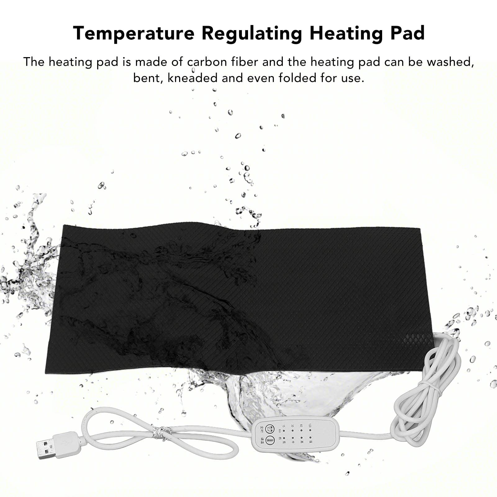 DC 5V Electric Heat Pad,Carbon Fiber Heating Pad,4 Gear Temperature USB Heat Pad,Washable Bendable Electric Heating Pad for Clothes Seat Pet Warmer Neck Shoulder Back Lumbar Heating(25x30cm) - Image 3