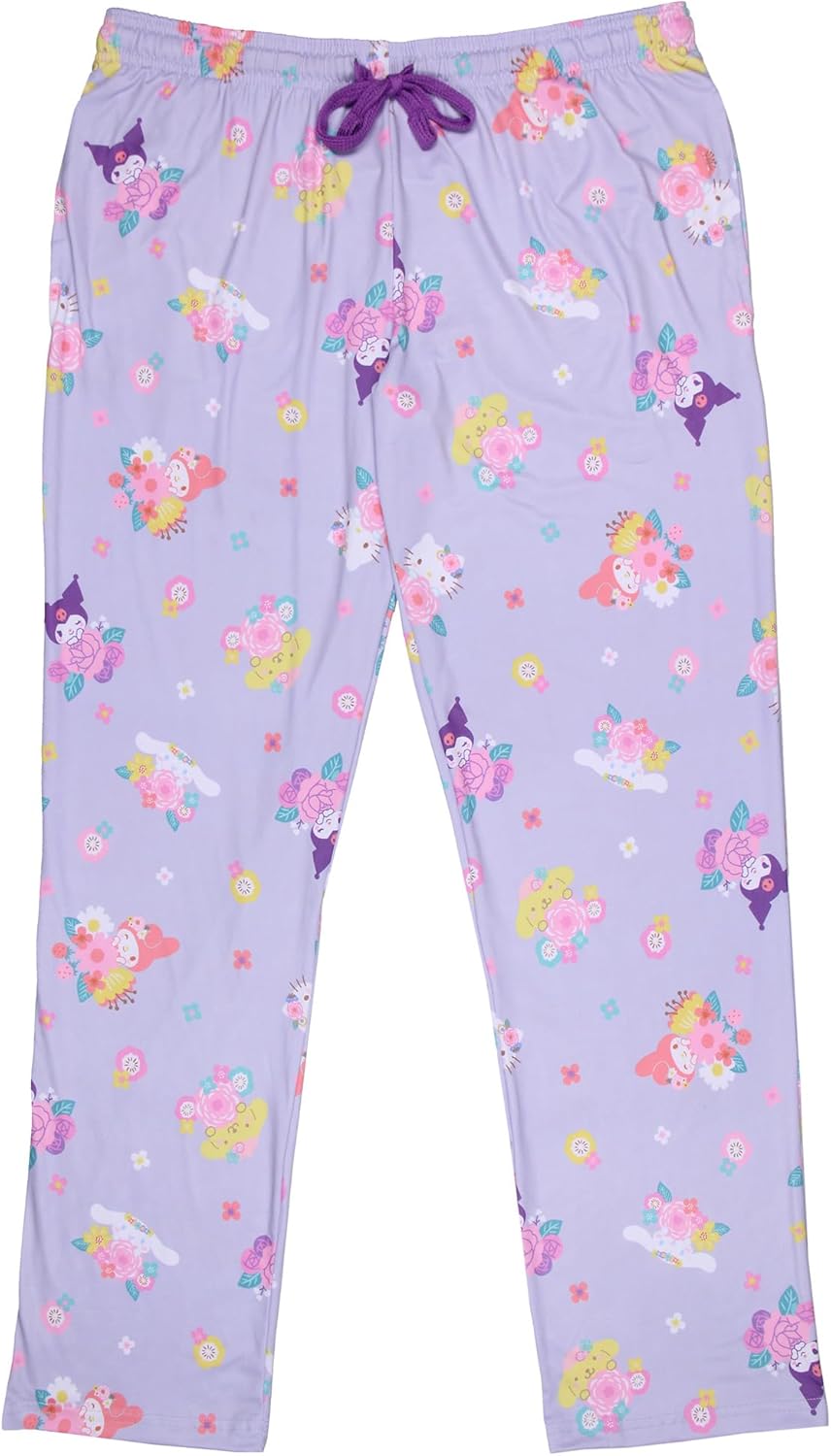 Women's Sanrio Hello Kitty and Friends My Melody Kuromi Cinnamaroll Pompompurin Floral Adult Pajama Pants - Image 3