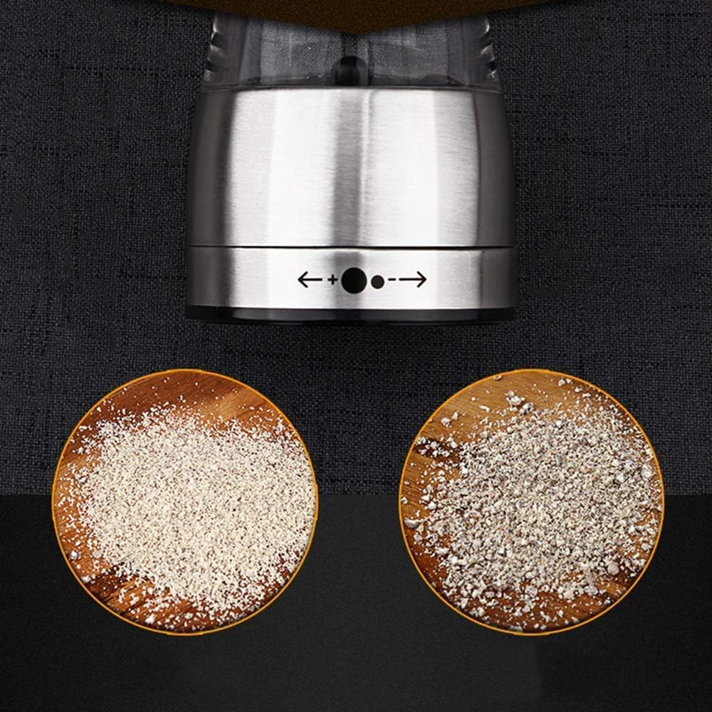 Salt and Pepper Grinder Set, with Adjustable Coarseness,Brushed Stainless Steel and Glass Body Shakers,2 Pack Spice