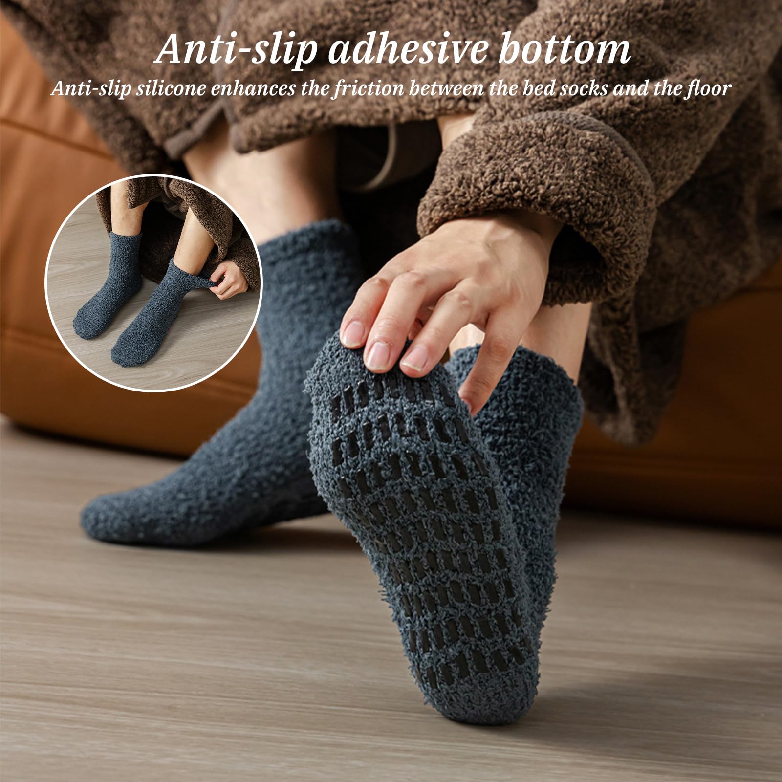 Flintronic Calcetines Invierno Antideslizantes Hombre Calcetines Térmicos Gordos