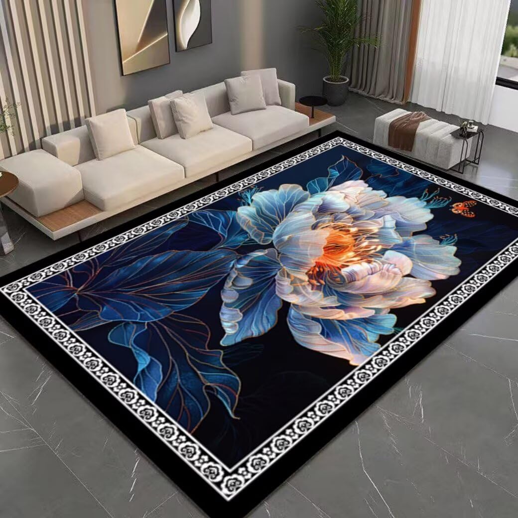 Tapis abstrait moderne minimaliste gris lavable antidérapant de salon