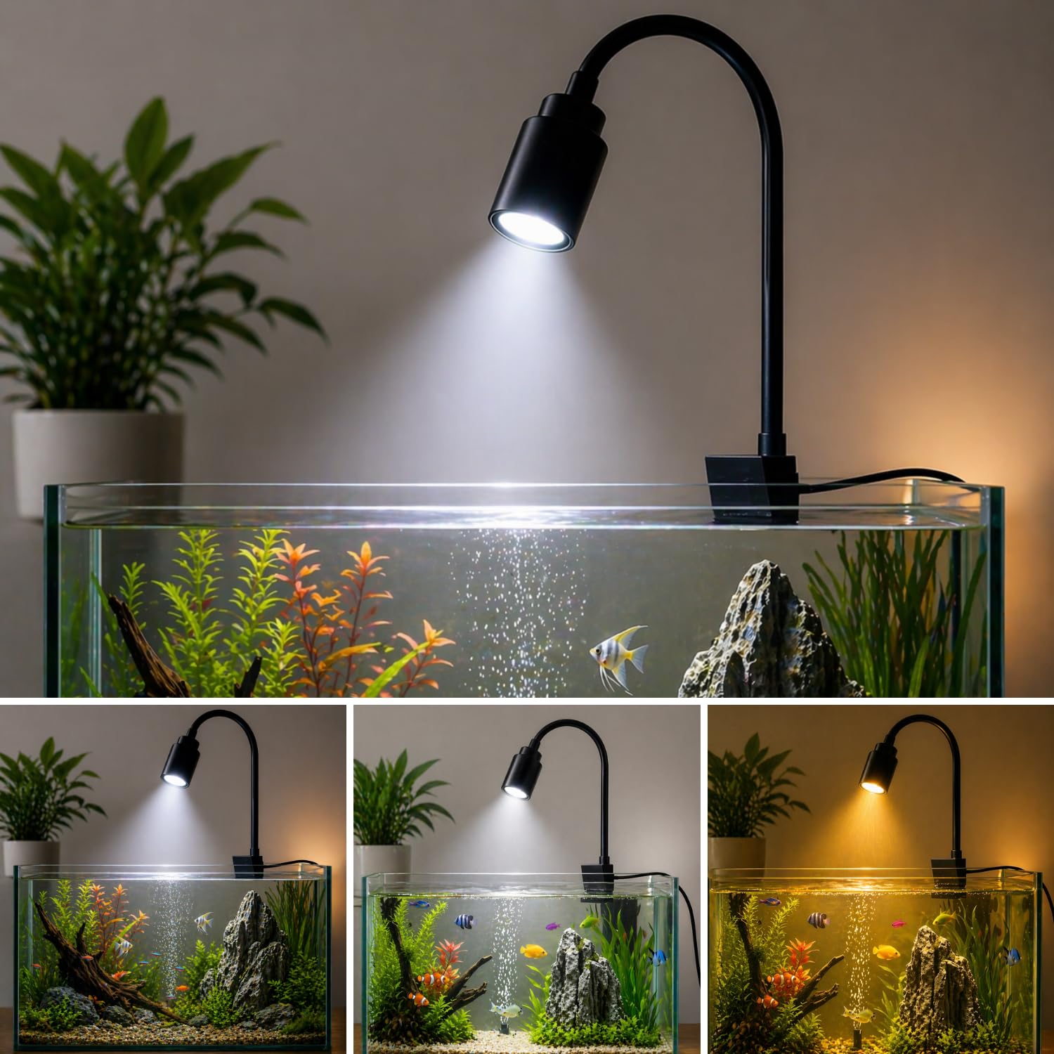 VAYINATO® Mini Aquarium LED Clip Light (1 Pcs) – Flexible Gooseneck Lamp with Controller, Adjustable Brightness, USB Powered, 3 Light Modes for Fish Tank, Terrarium, Desk & Indoor Plants-image-31