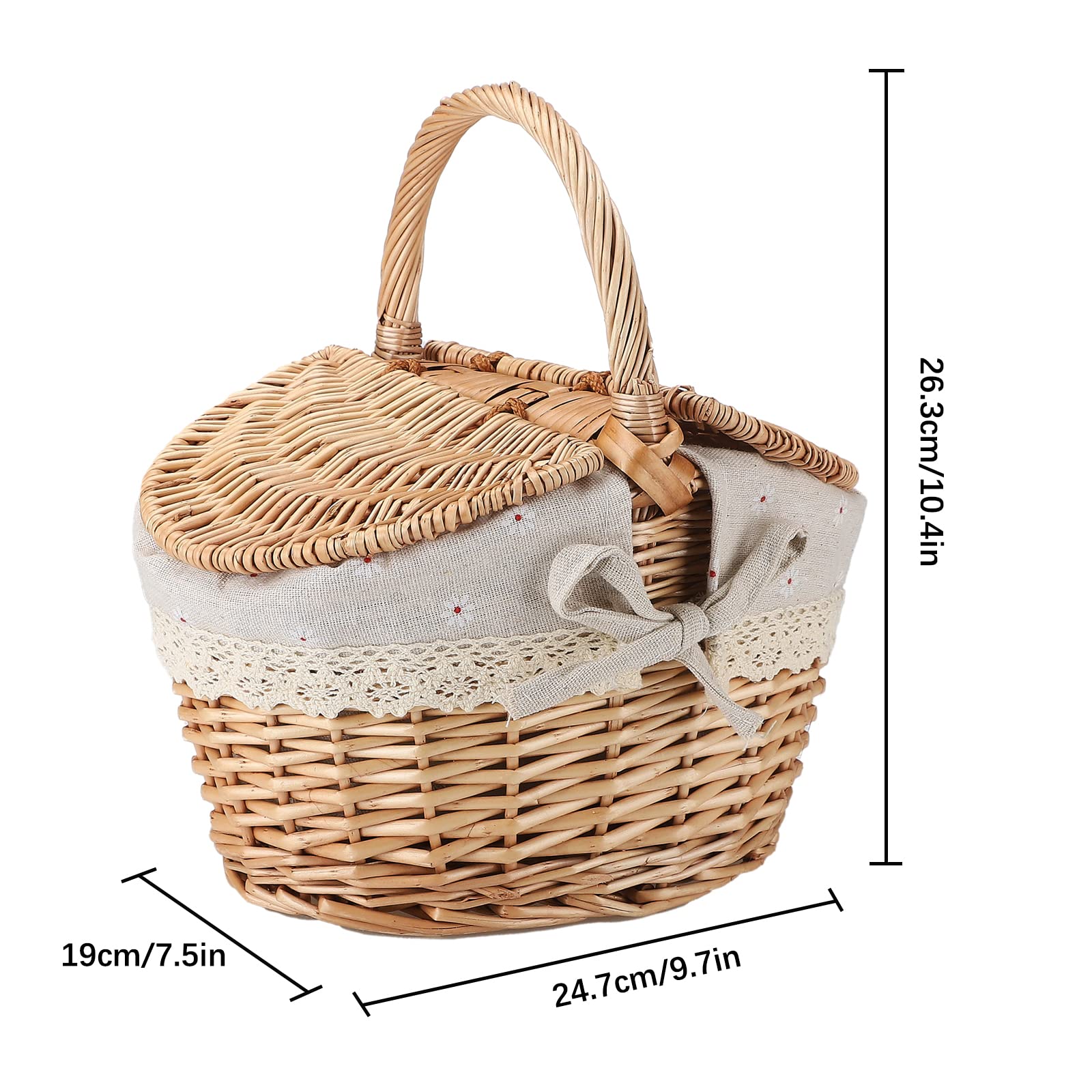 Cestino Da Picnic In Vimini Con Doppio Coperchio - Elegante E Pratico Per Escursioni - Foto 11