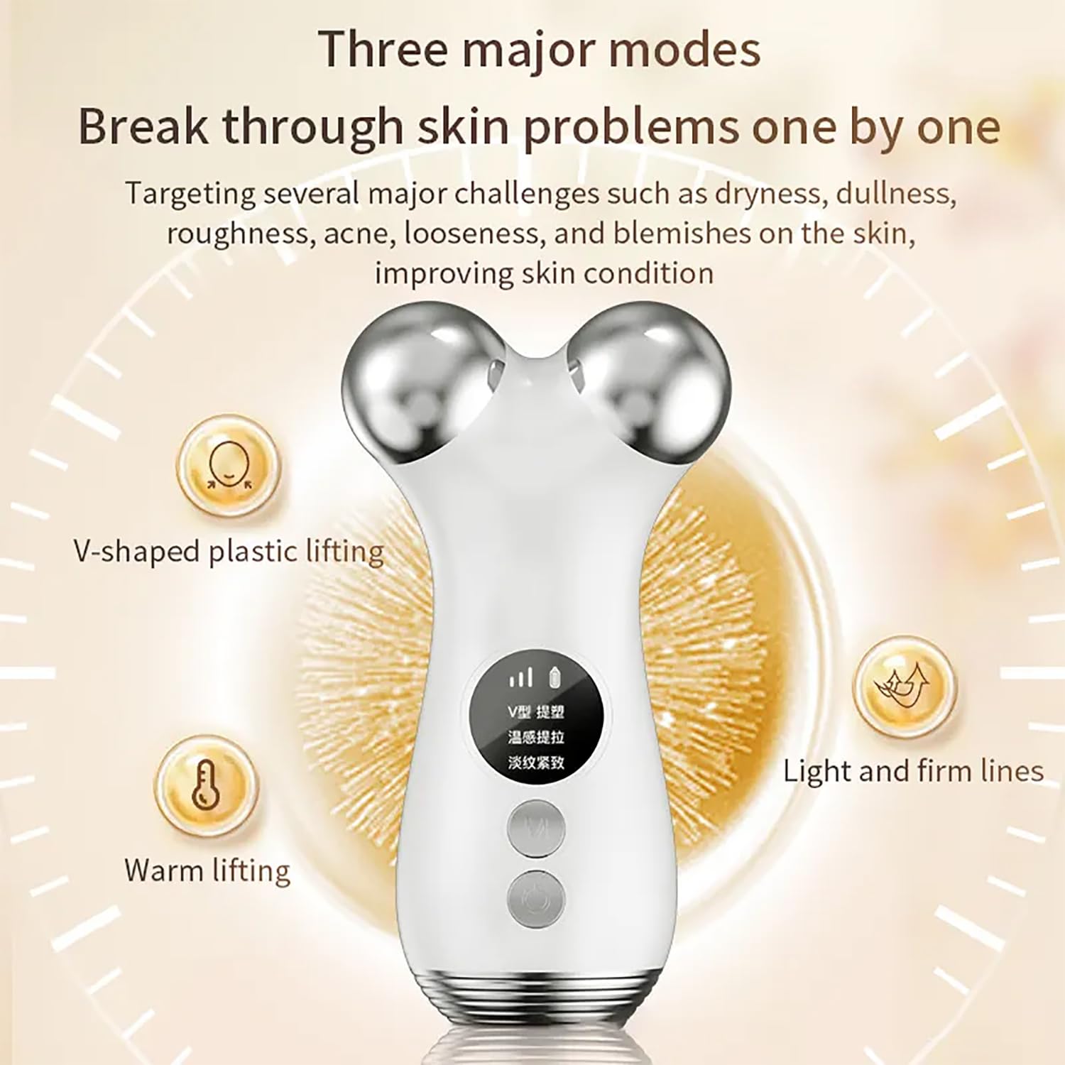 Microcorriente Facial Esculpir Dispositivo, Máquina Lifting Facial, 3 Modos Ajustables Y Efectivamente Mejorar La Forma De La Cara, El Apoyo Calor a Temperatura Constante Comprimir, Para El Hogar