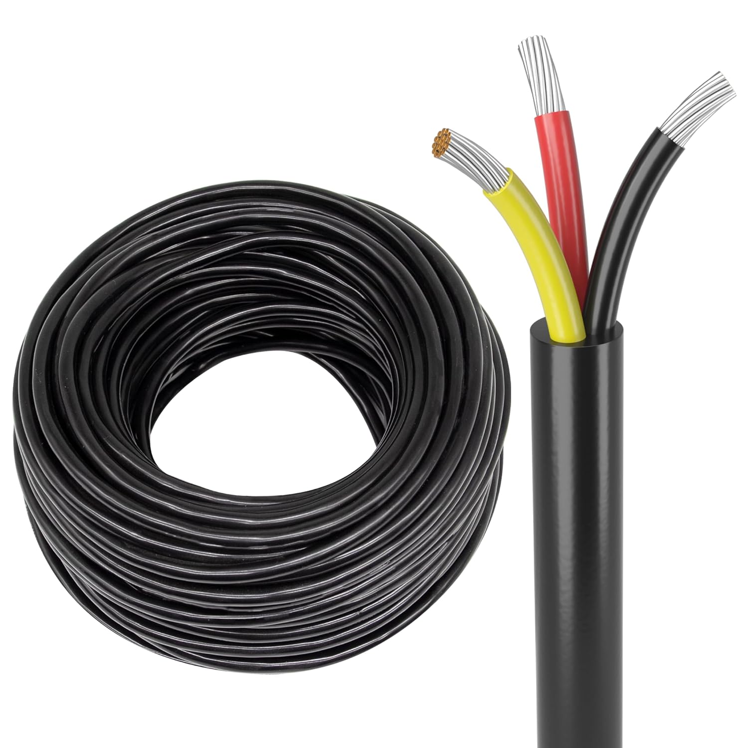 100FT 18 Gauge Wire,Automotive Wire,4 Conductor Electrical Stranded PVC Cord,12V Low Voltage, Tinned Copper Flexible 18/4 Cable for LED Strips Lamp Lighting