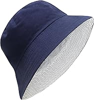 Vista 30 de PFFY Bucket Hat for Women Men Cotton Summer Sun Beach Fishing Cap Negro/Rojo (reversible)