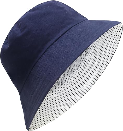 Miniatura 30 de PFFY Bucket Hat for Women Men Cotton Summer Sun Beach Fishing Cap Negro/Rojo (reversible)