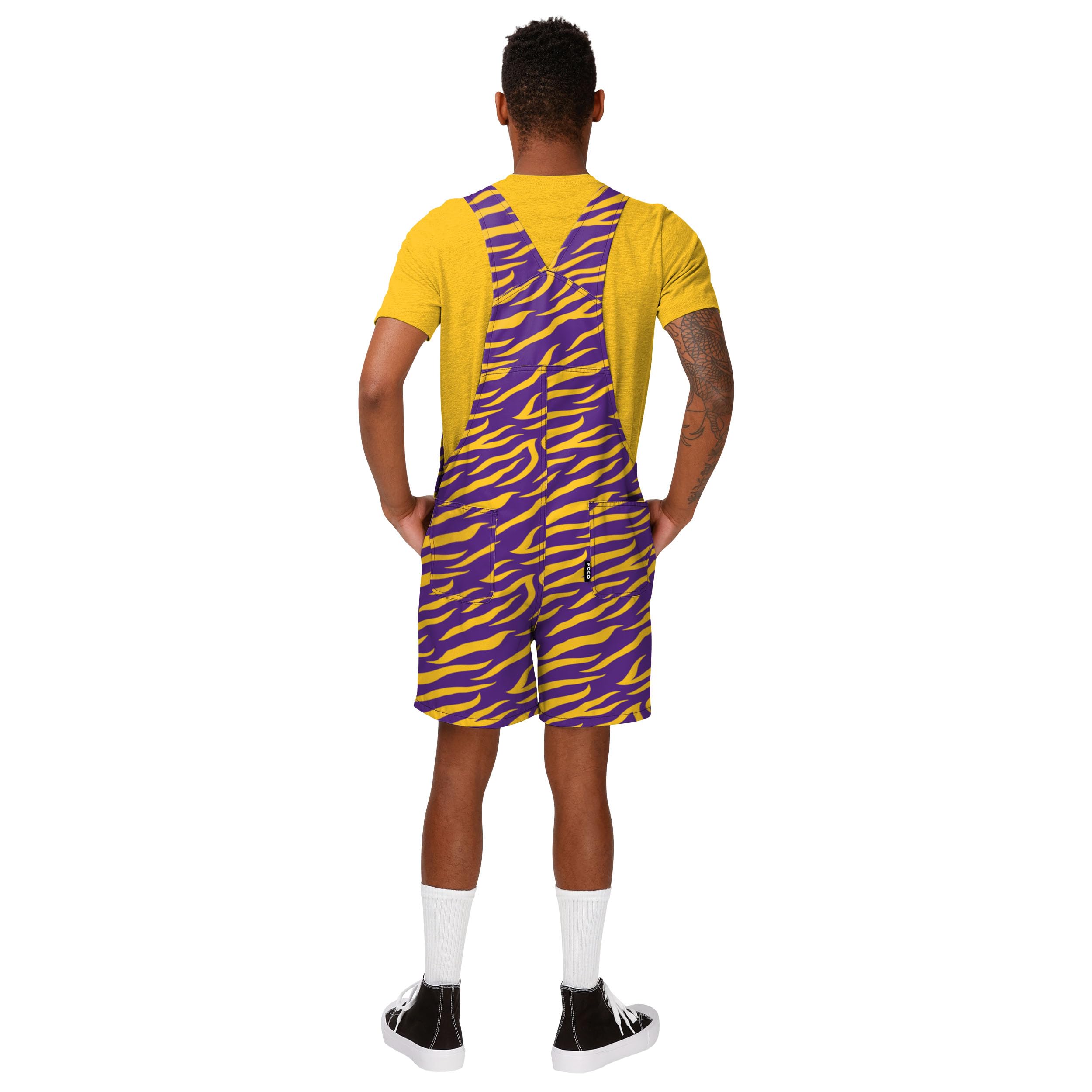 FOCO Men's Standard NCAA College Bib Shortalls Summer Shorts Overalls, Team Color