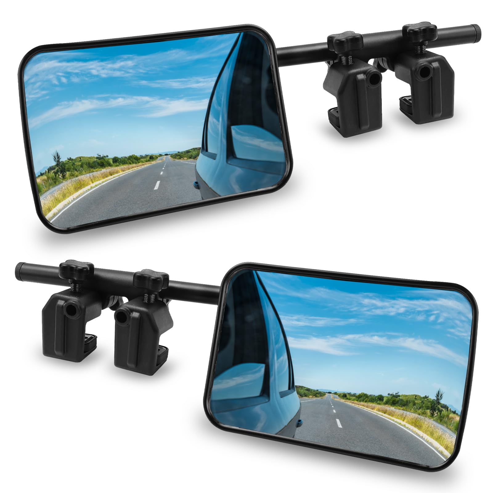 2 PCS Wohnwagen Spiegel Auto Universal Spiegelverbreiterung Wohnwagen Außenspiegel für alle Gängigen 360 Winkel Einstellbar Metallstangen Langlebig (Links+Rechts)