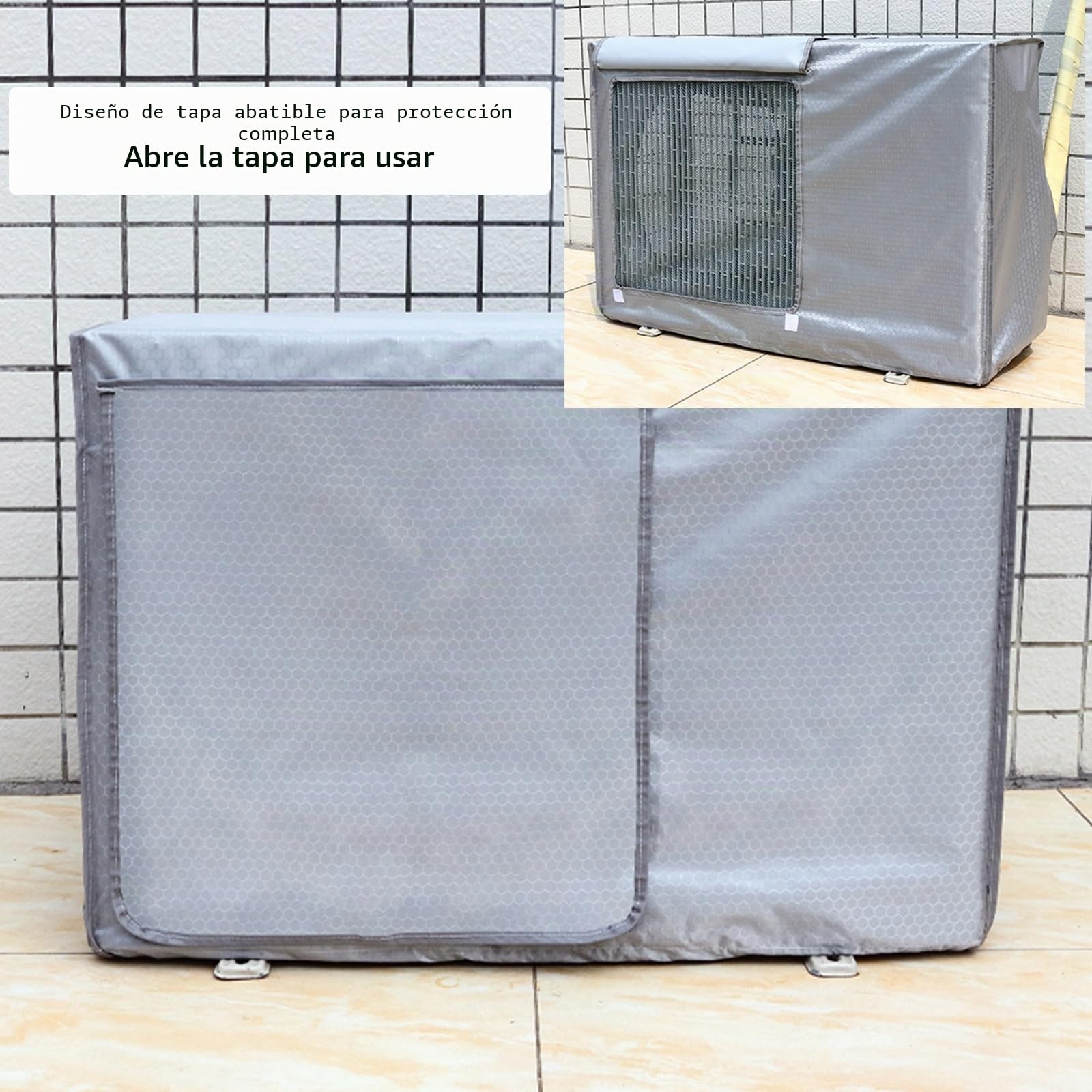 Fundas Aire Acondicionado Exterior, Tapa del Aire Acondicionado, Impermeable y a Prueba de Polvo, Protección Solar y Aislamiento Térmico, Tela Oxford 600D(Silver,100x43x80cm)