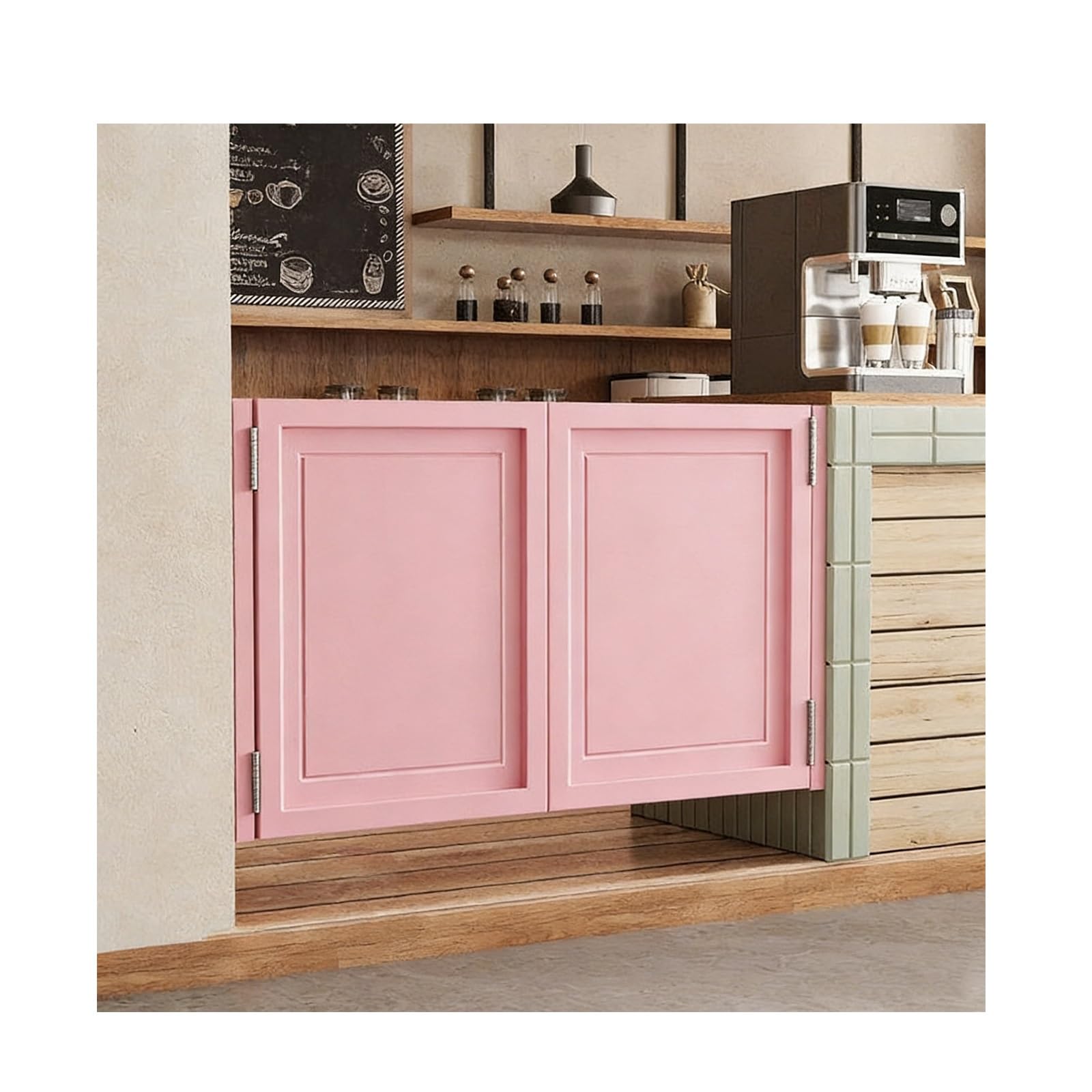 Porte battante en bois avec fermeture automatique, construction en bois massif pour cuisine, entrée et bar