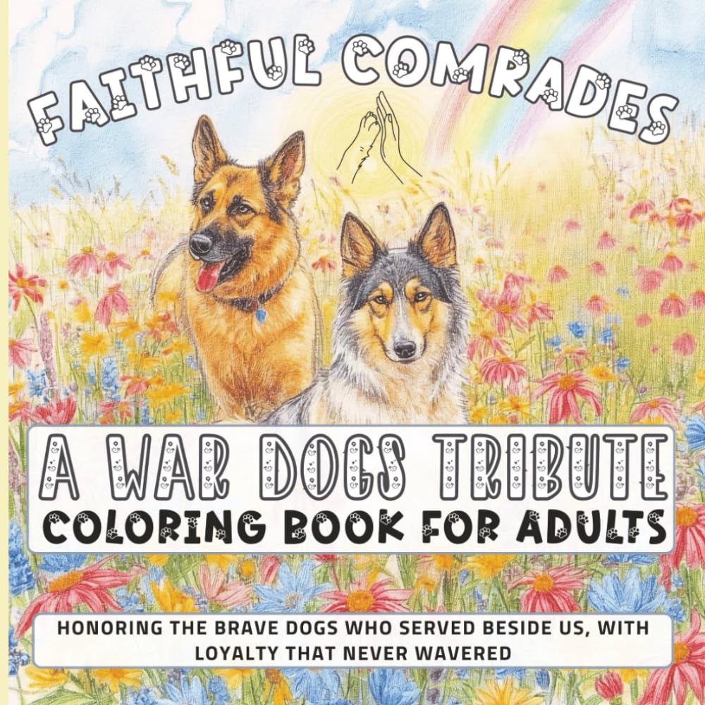 Faithful Comrades. A War Dogs Tribute Coloring Book: 35 Historical Scenes of Messenger Dogs, Red Cross Helpers & Dickin Medal Awardees from WWI & WWII