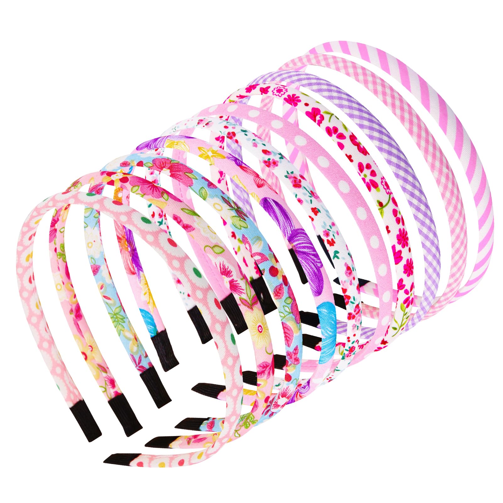 Azushwer 10 Pcs Hair Bands for Girls Colourful Girls Headbands