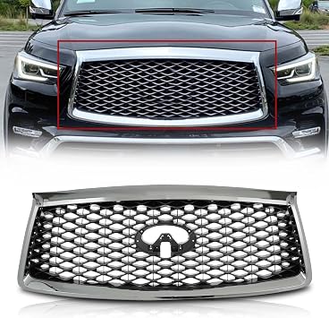 Front Grill Fit For 2018-2021 INFINITI QX80 Bumper Grille Chrome
