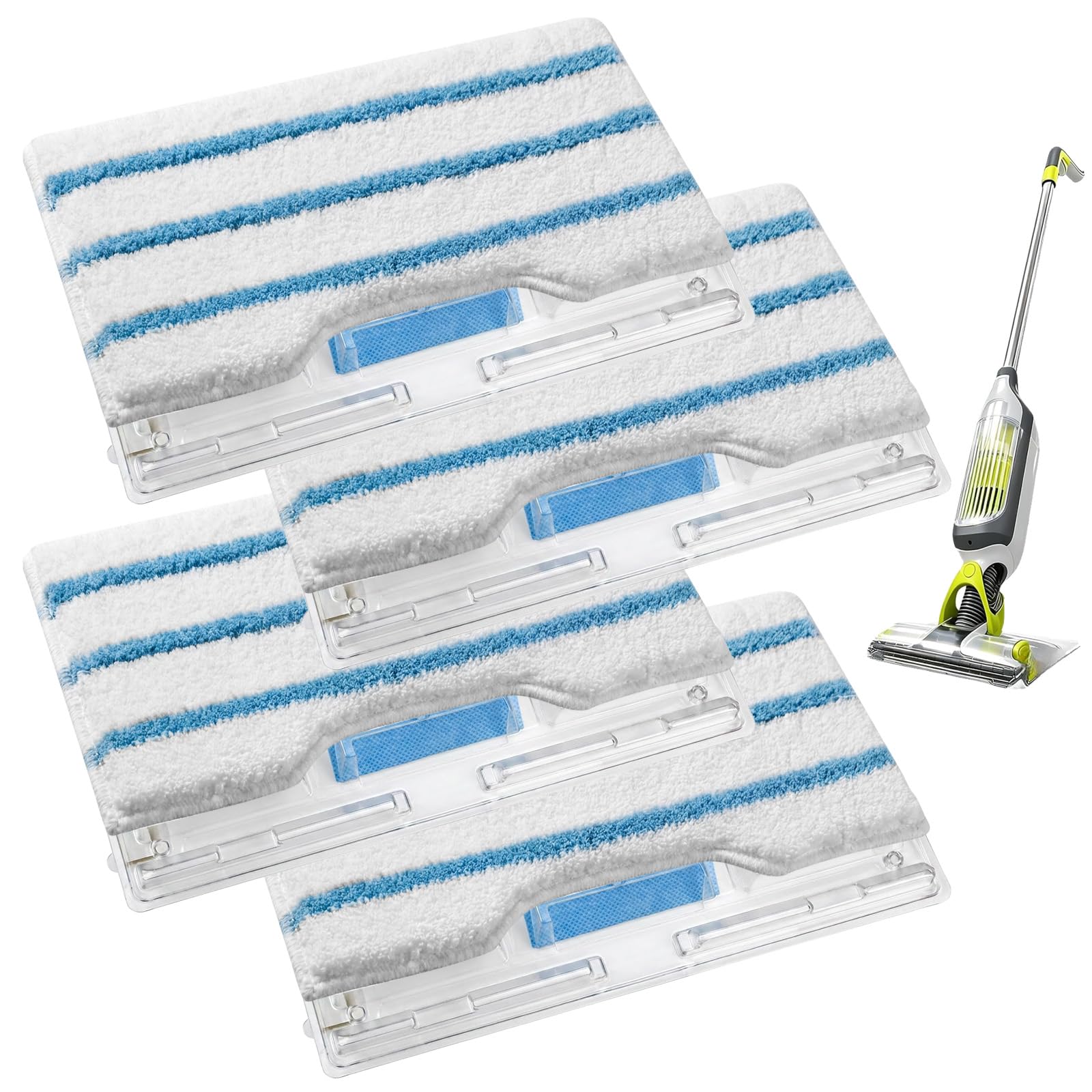 4 SET Reusable Pad Refills Compatible with Shark VacMop Vacuum Spray Mop, 4 Pads and 4 Dirt Chambers Refills for Shark VacMop Pads Washable Microfiber Pads for VM200UK, VM200UKPL, VM200UKGN Model (A)