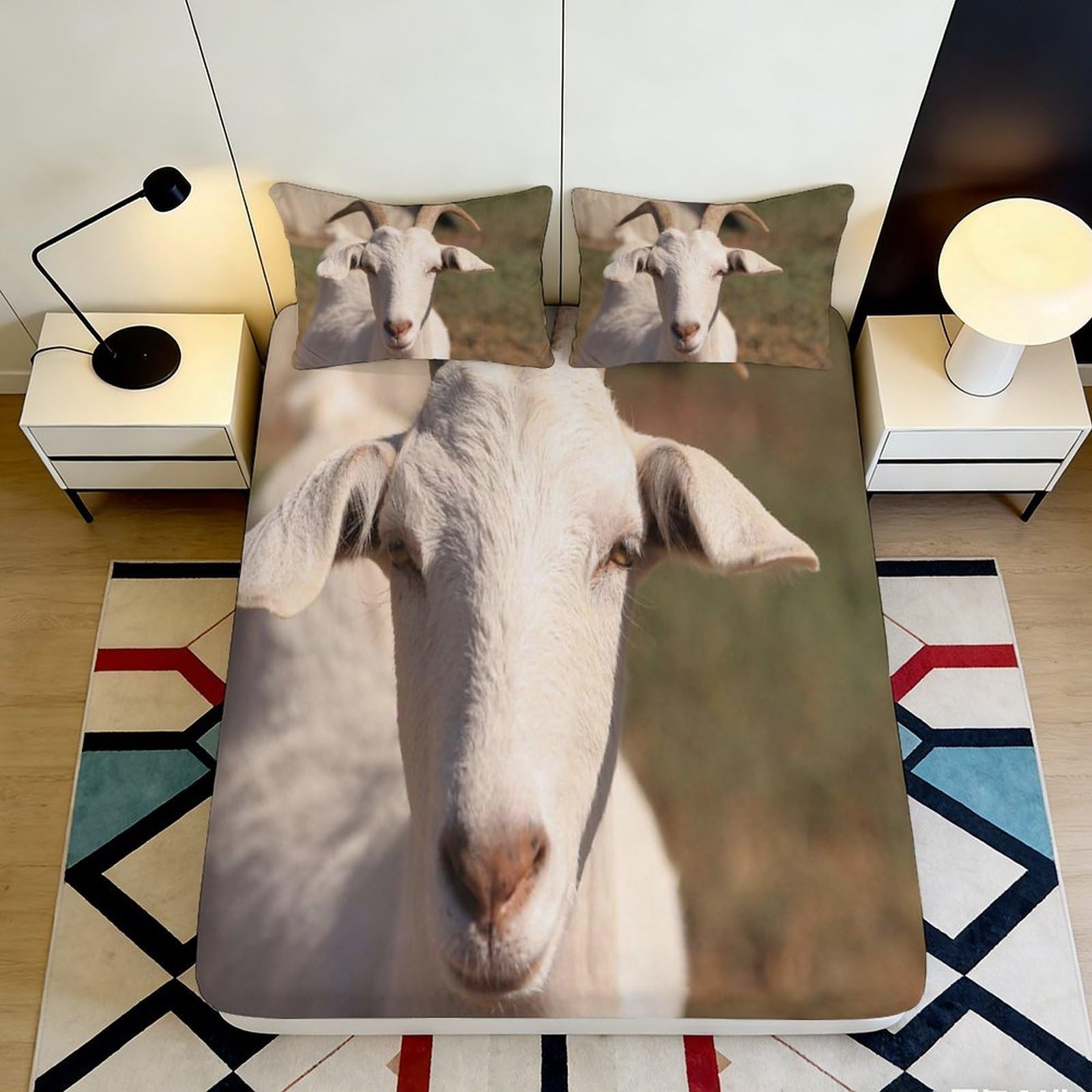 Jqzkxnhpbr Style-10 3D Printed Goat Pasture Fitted Sheet Microfiber Anti-Slip Farm Animal Mattress Cover For Bedroom Dorm Decor 90X200x25cm