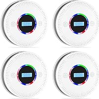 Vista 1 de Detector de humo y monóxido de carbono, alarma de humo combinada y detector de monóxido de carbono alimentado por batería, detector de CO con sensor