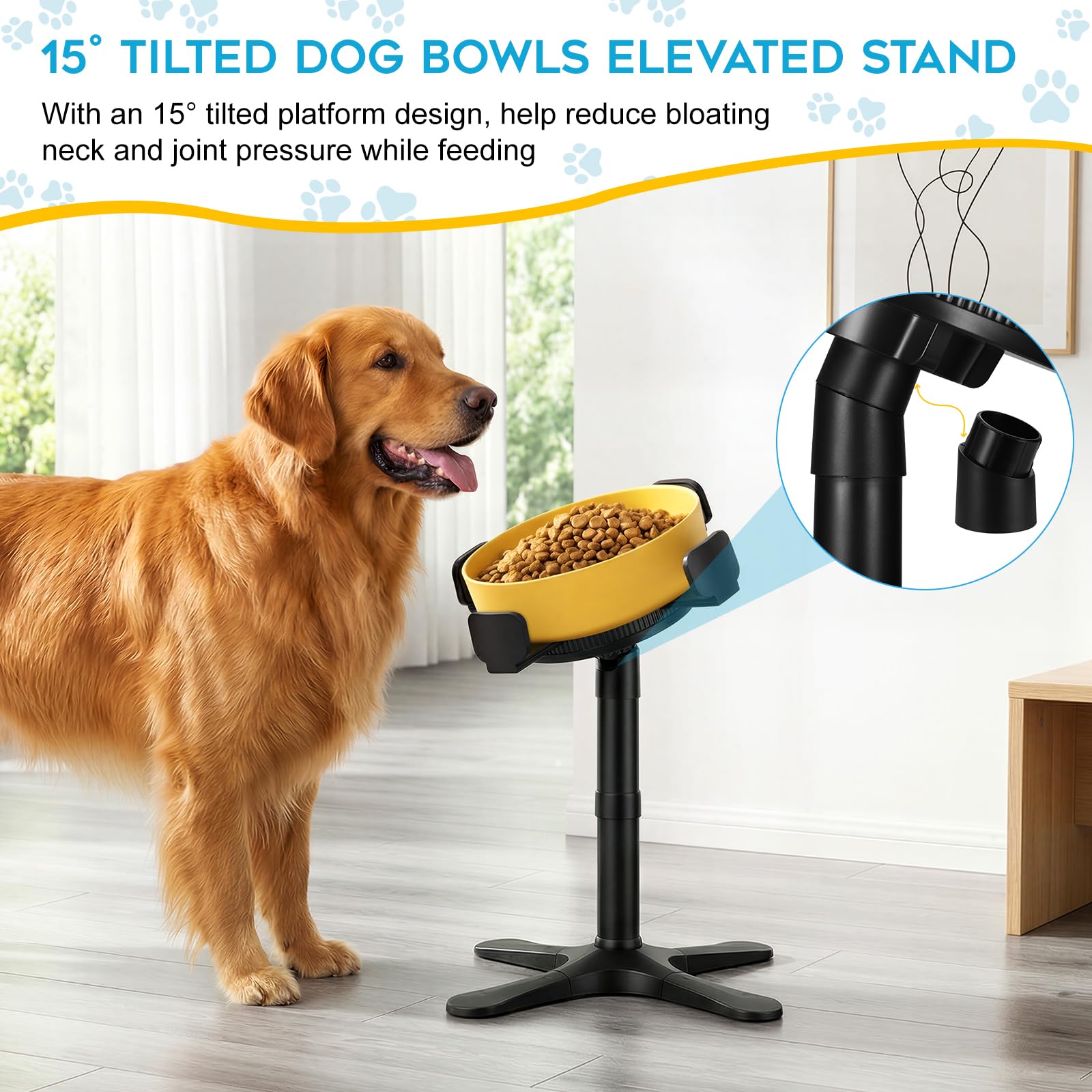 Soporte de Comedero Perro Elevado, 14-34 cm Comedero Alto Perro de 3 Altura Ajustable, Antideslizante Comedero Perros para Grande Mediano Pequeño, Perros Accesorios Que Protegen la Columna Vertebral