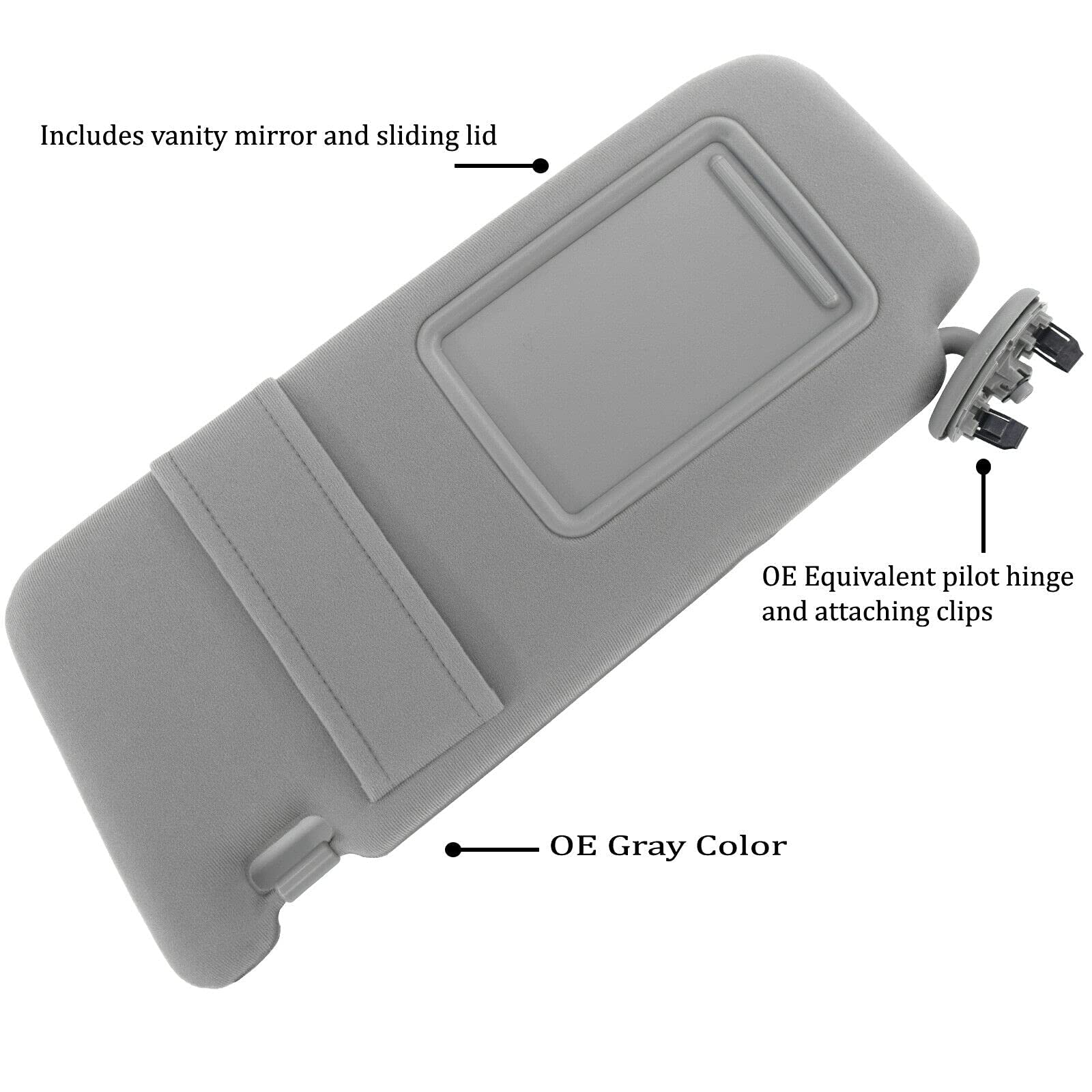 Parasole Lato Guida Per Toyota Camry 2007-2011 - Ricambio Grigio Con Luce, Compatibile 74320-33F00-B0