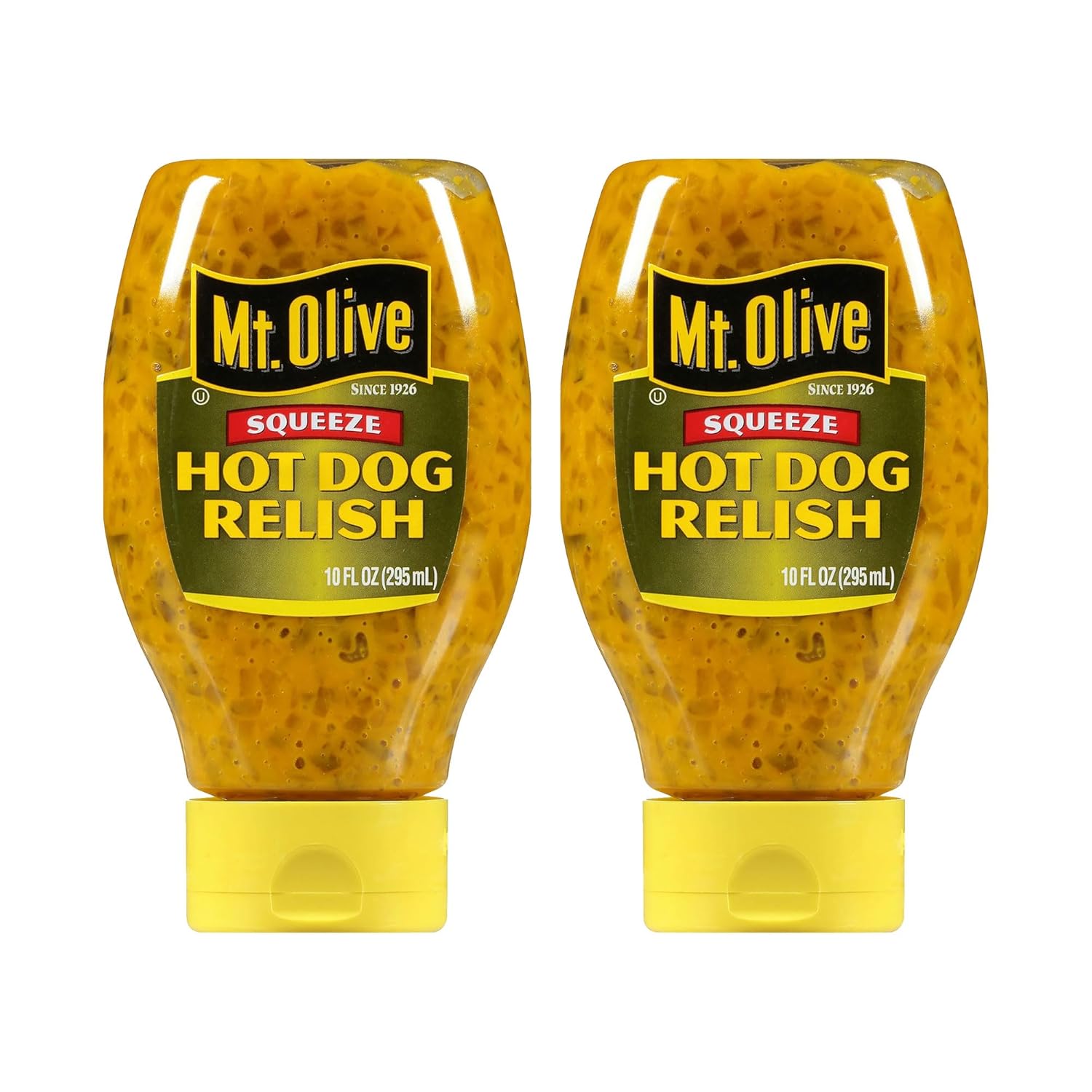 Mt. Olive Hot Dog Relish Squeezable Pack of 2 - 10 oz Bottles for Hot Dogs, Burgers & Sandwiches